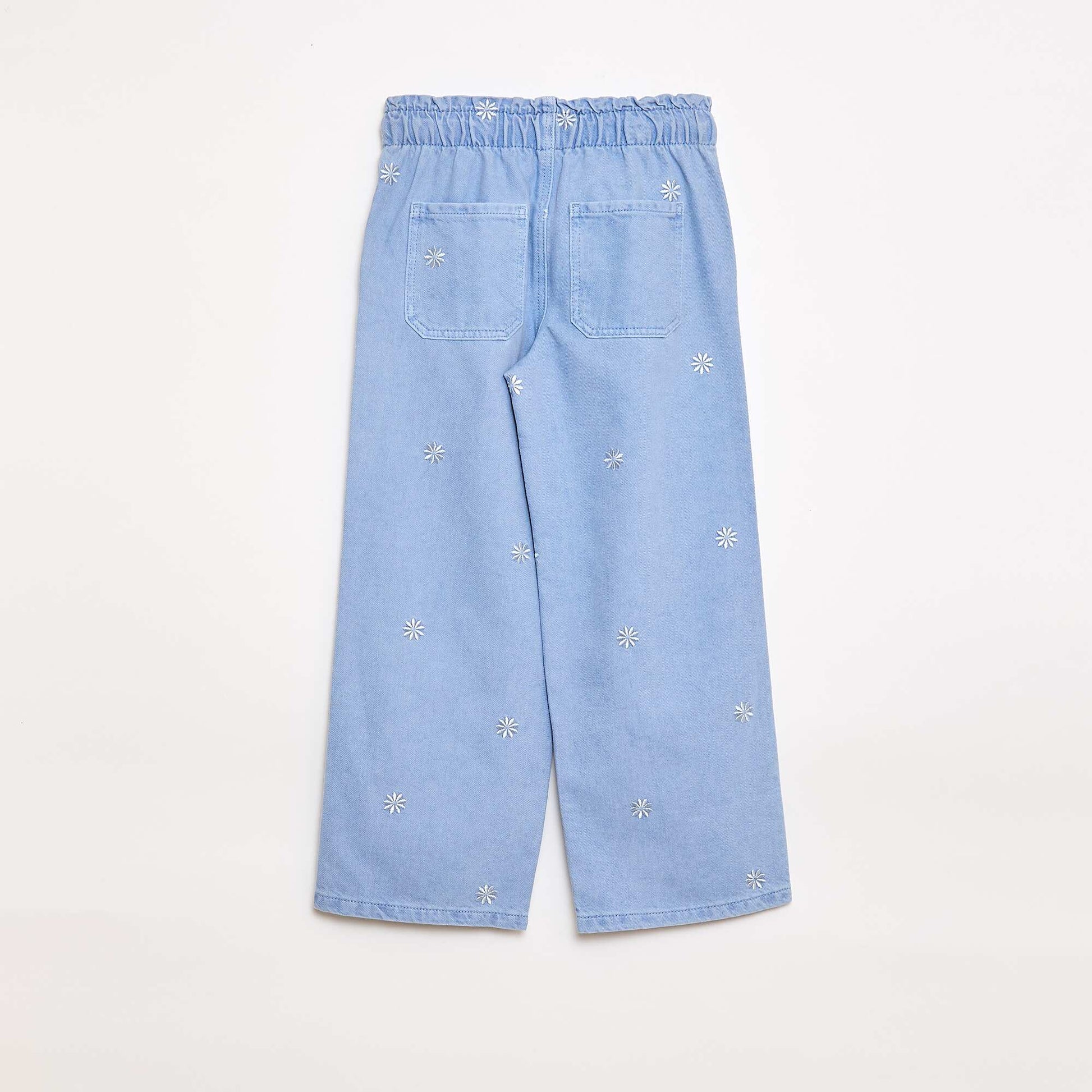 Jean wide leg à motif brodé BLEU