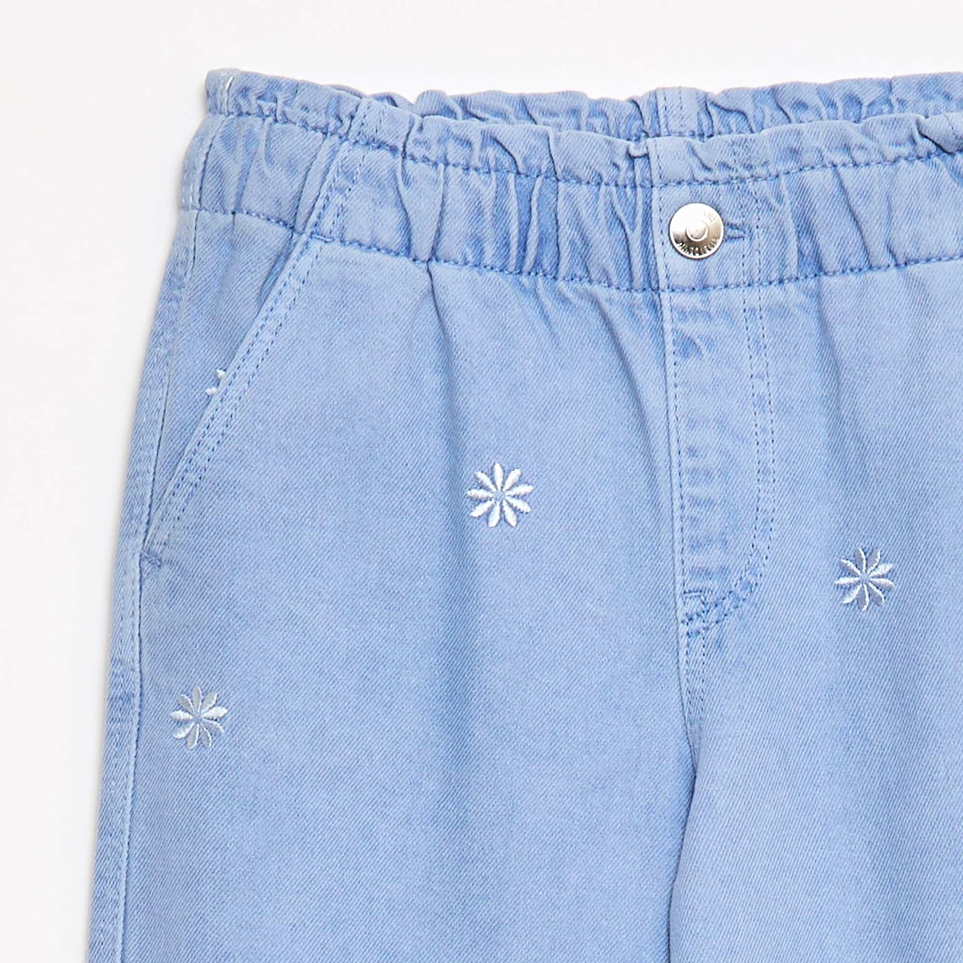 Jean wide leg à motif brodé BLEU