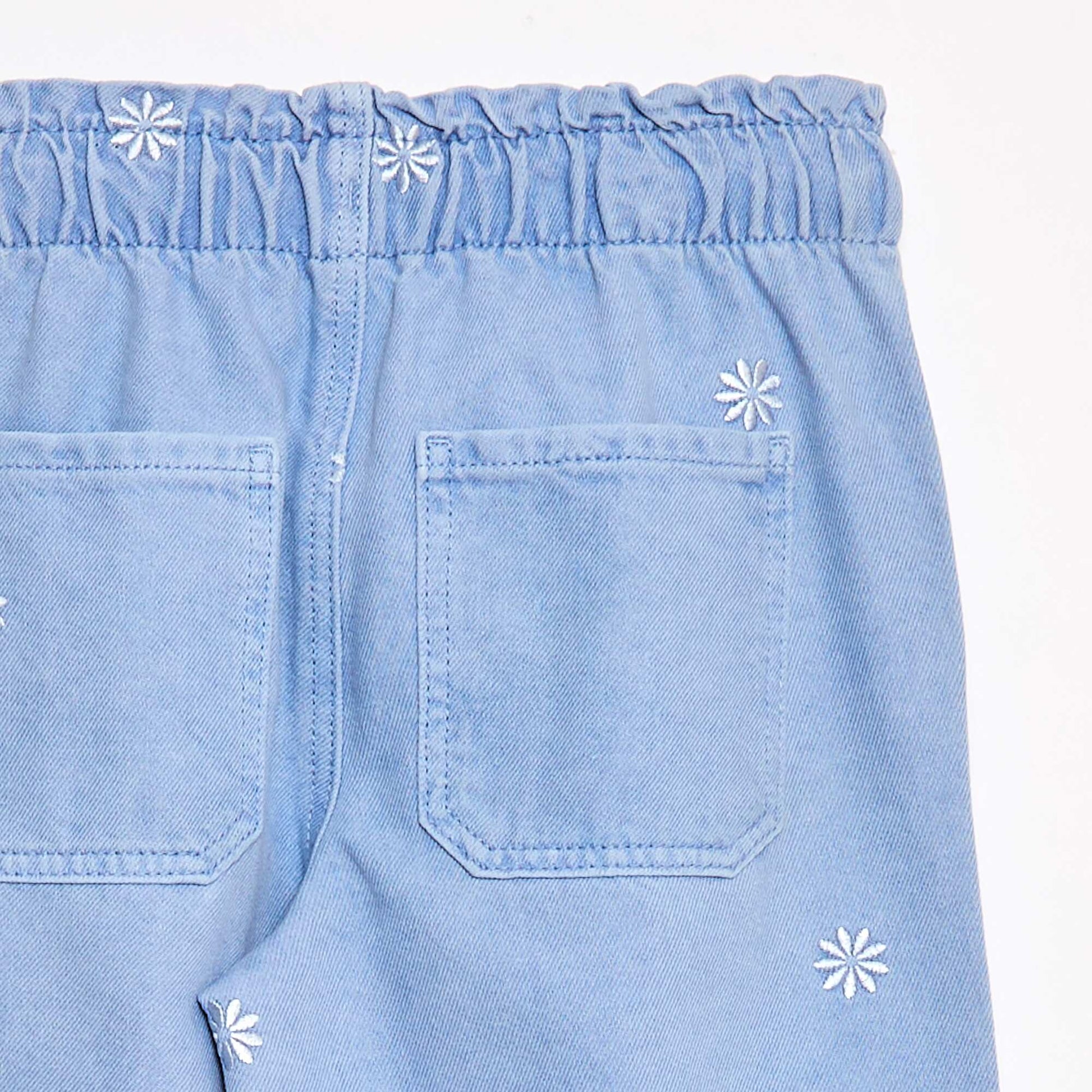Jean wide leg à motif brodé BLEU