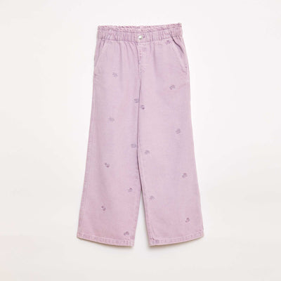 Jean wide leg à motif brodé VIOLET