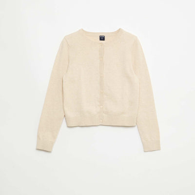 Gilet col rond léger uni BEIGE