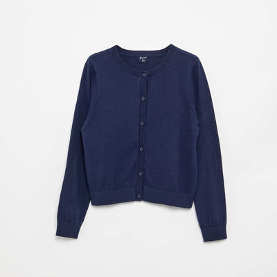 Gilet col rond léger uni NOIR