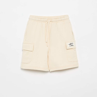 Short en molleton multipoche BEIGE