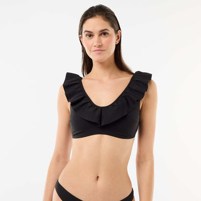 Soutien-gorge de bain volanté en microfibre souple NOIR