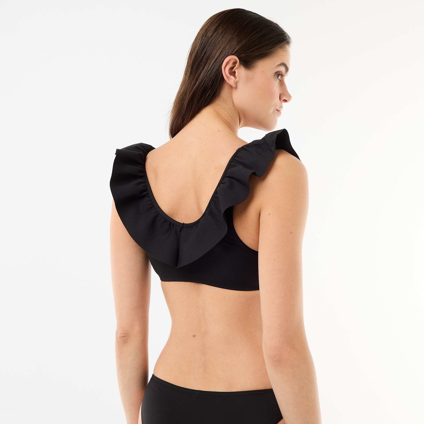 Soutien-gorge de bain volanté en microfibre souple NOIR