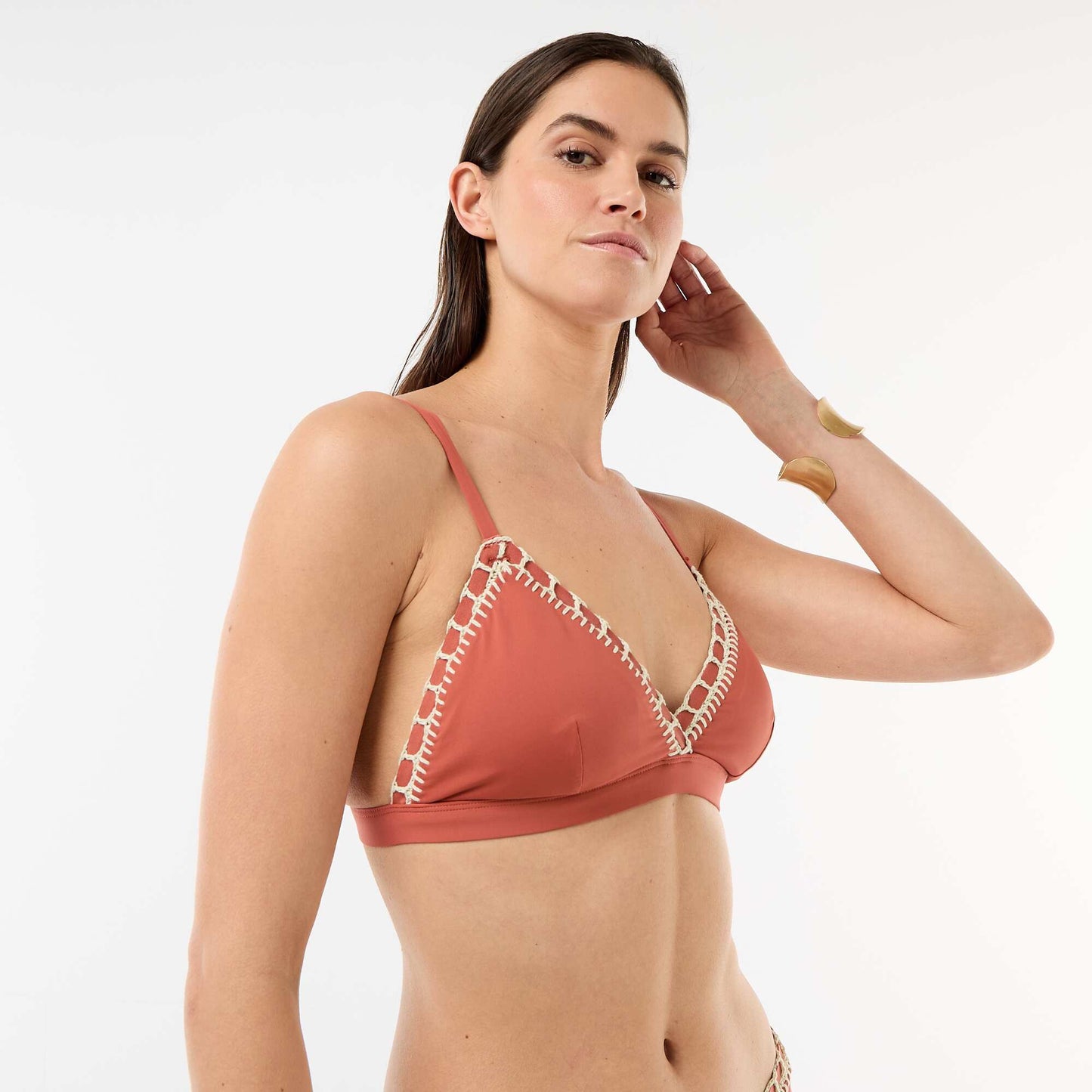 Triangle de bain avec bords macramé ORANGE
