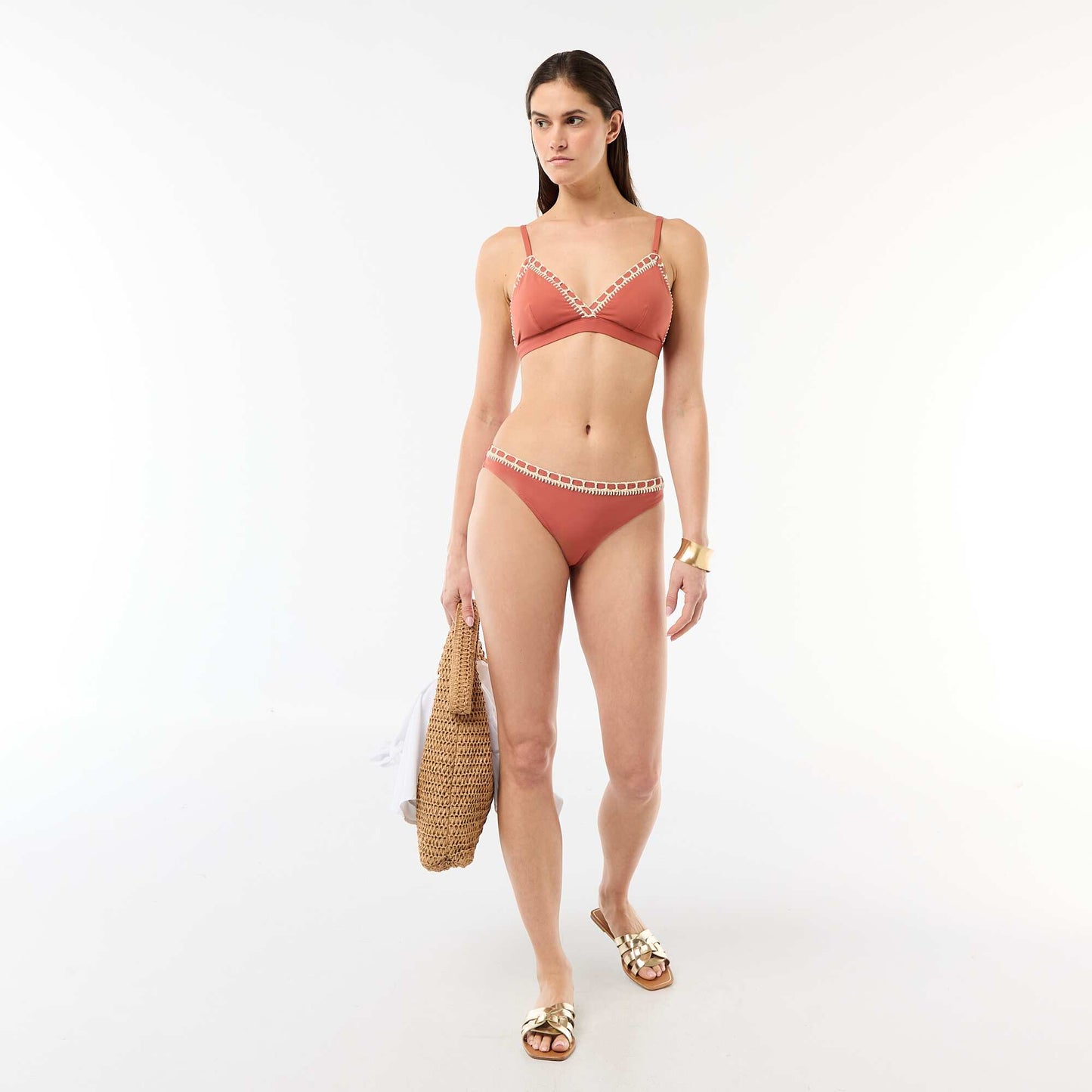 Triangle de bain avec bords macramé ORANGE