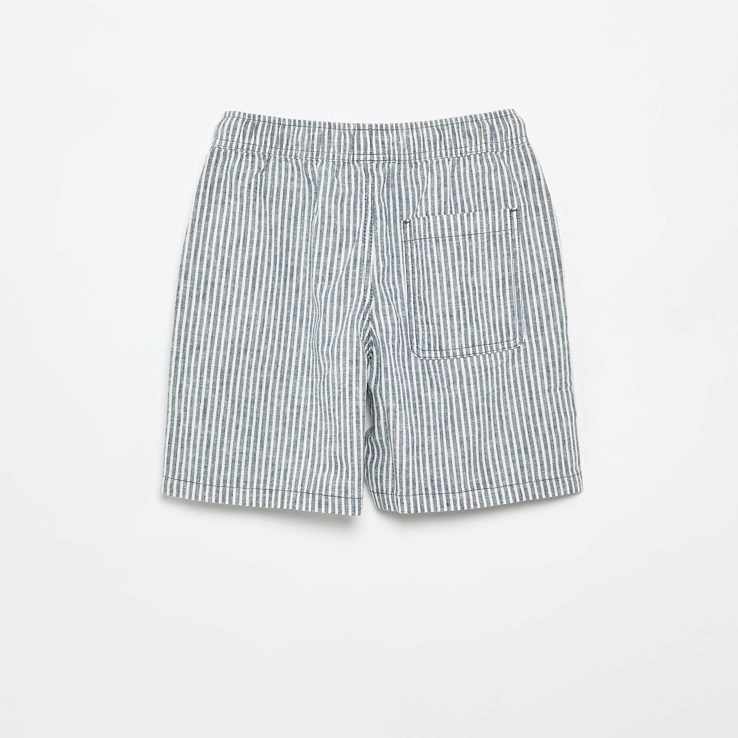 Short rayé léger en lin mélangé BLEU