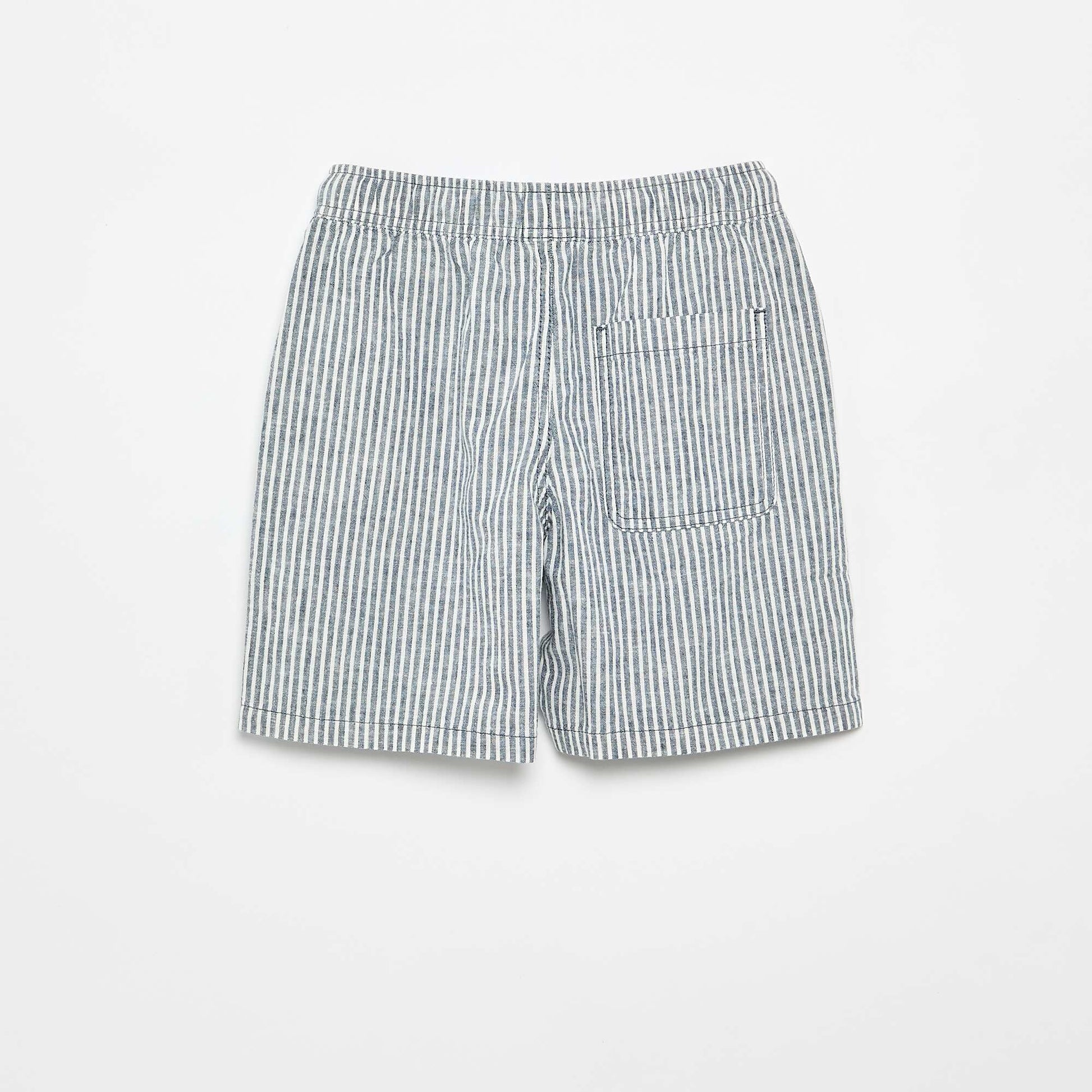 Short rayé léger en lin mélangé BLEU