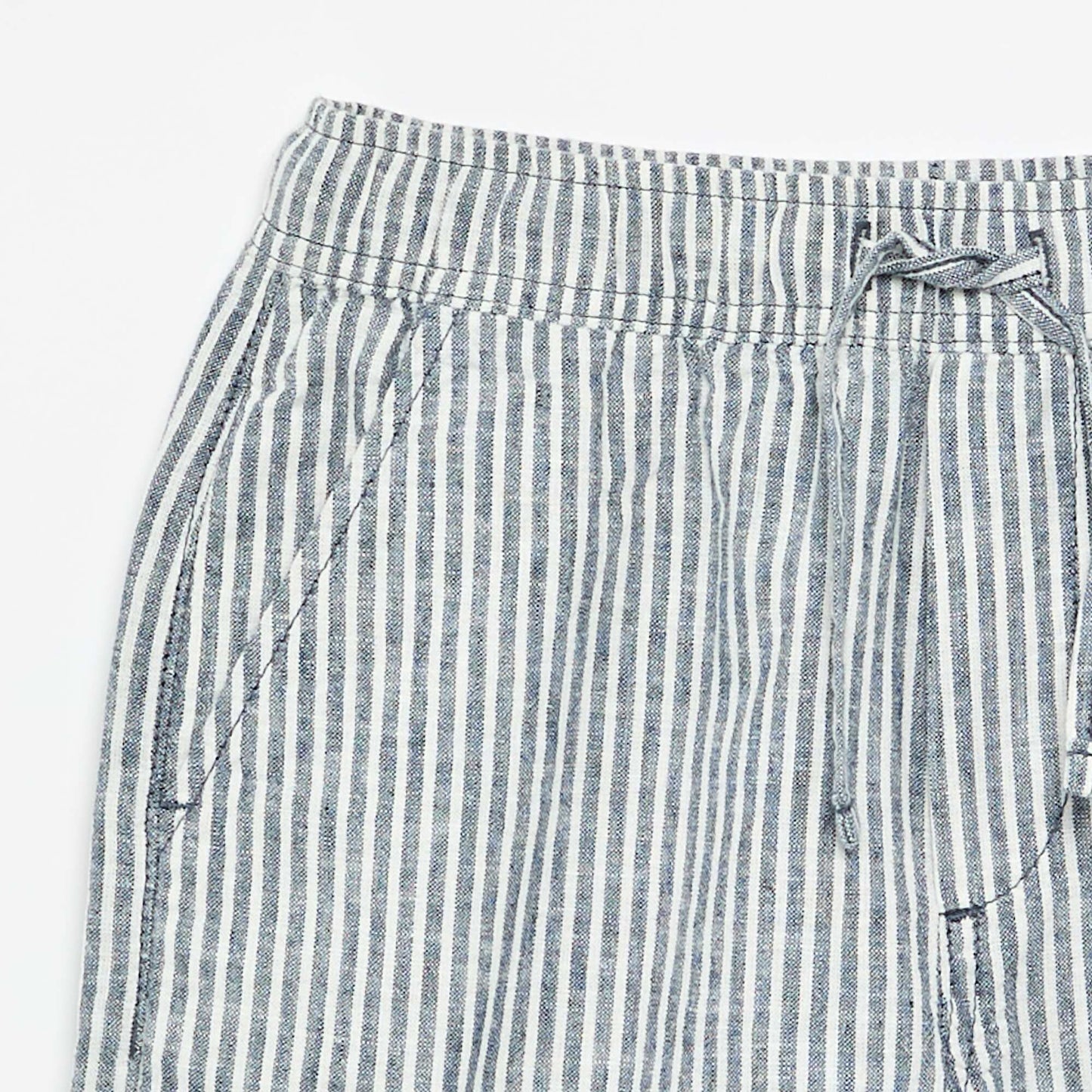 Short rayé léger en lin mélangé BLEU