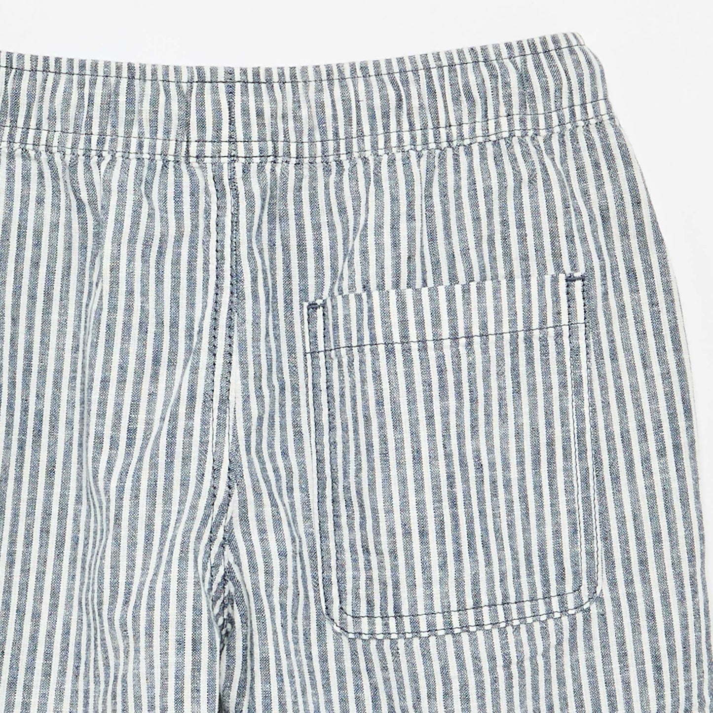 Short rayé léger en lin mélangé BLEU