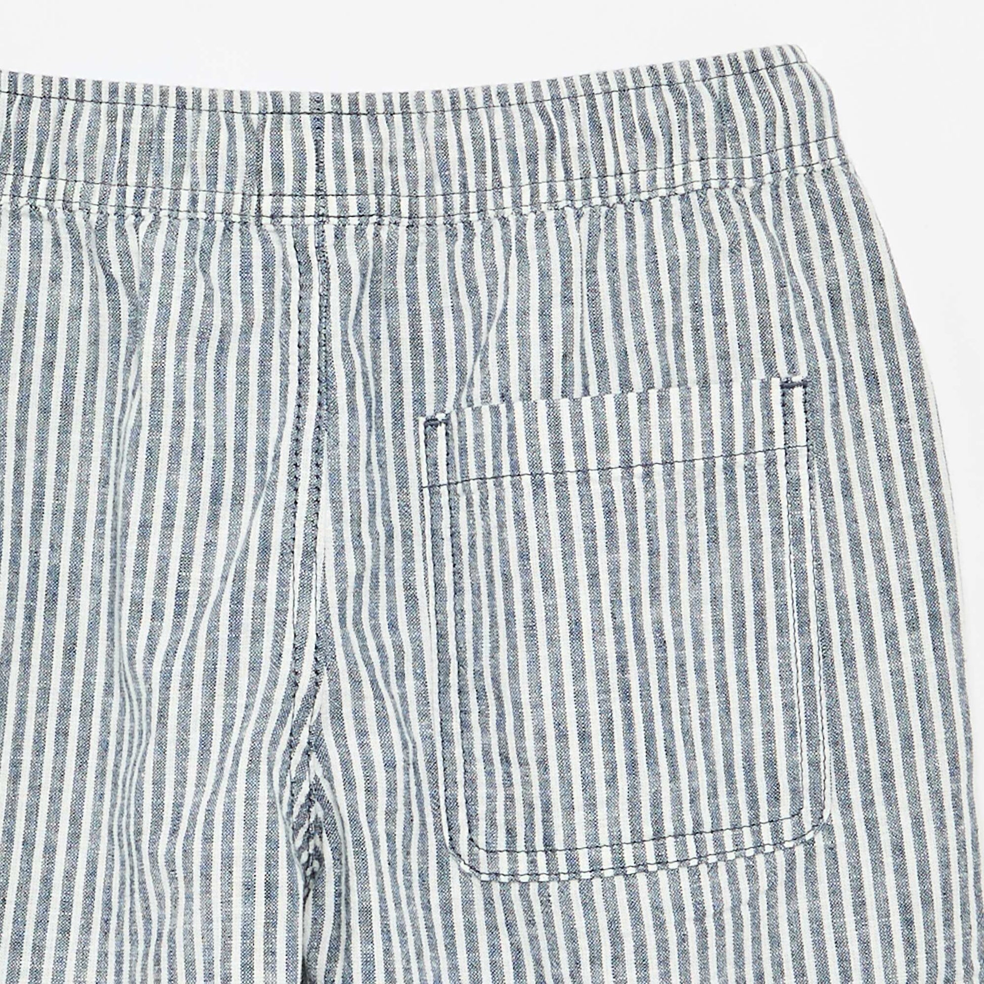 Short rayé léger en lin mélangé BLEU