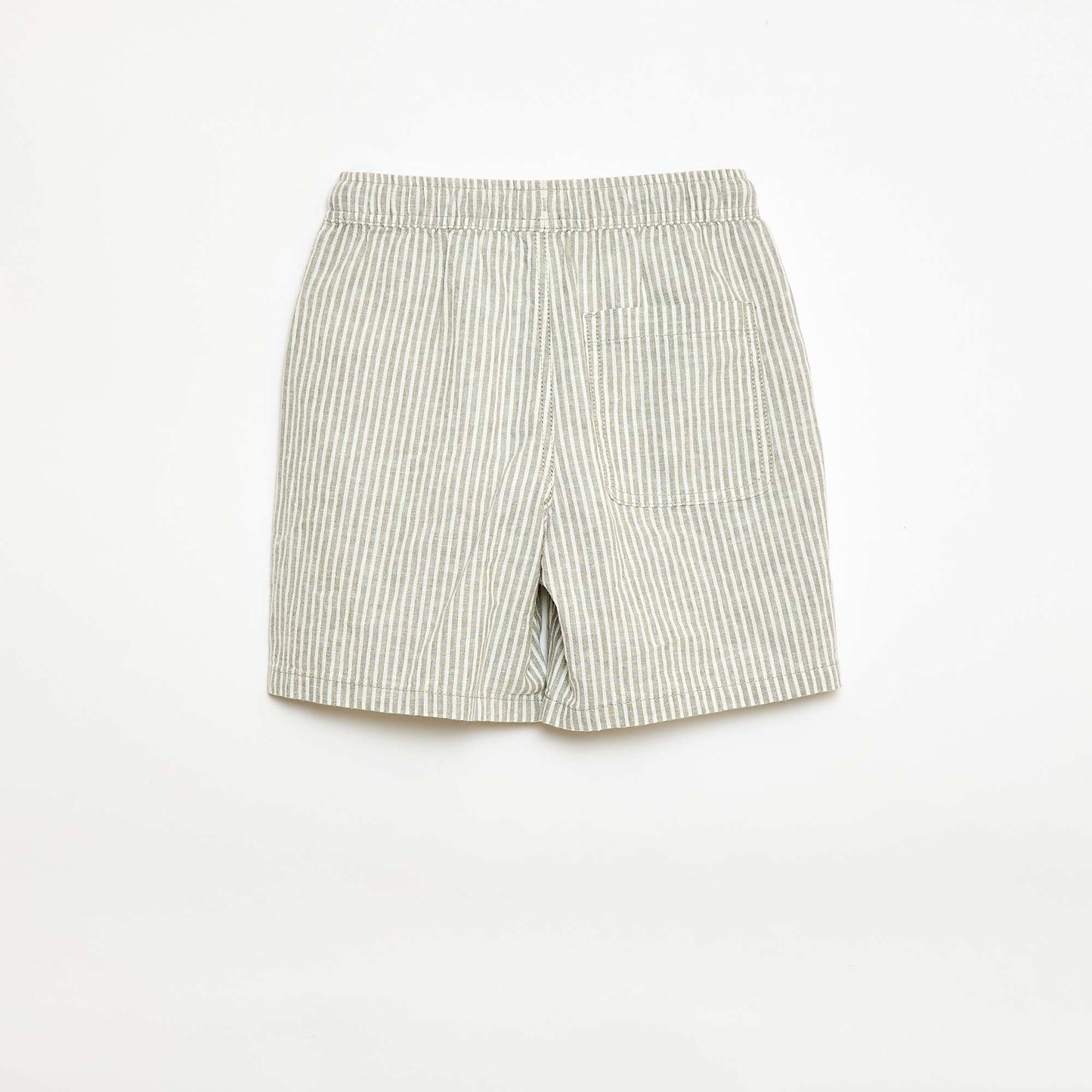 Short rayé léger en lin mélangé KAKI