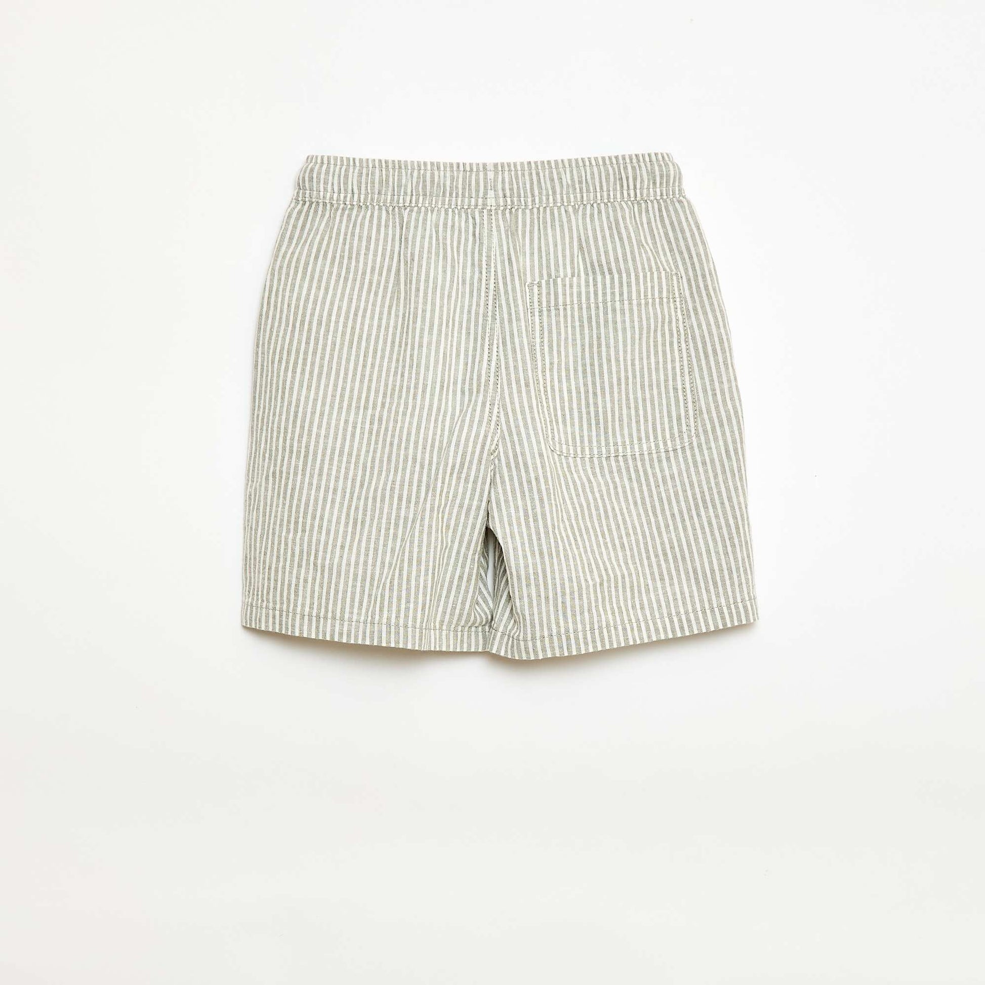 Short rayé léger en lin mélangé KAKI