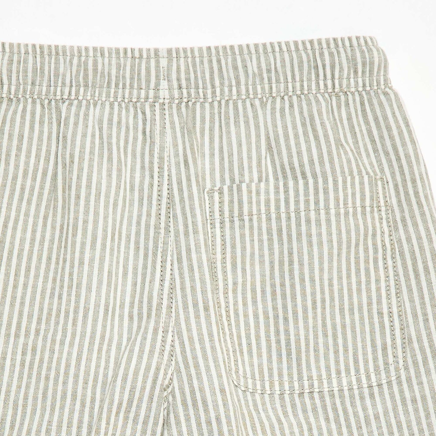 Short rayé léger en lin mélangé KAKI