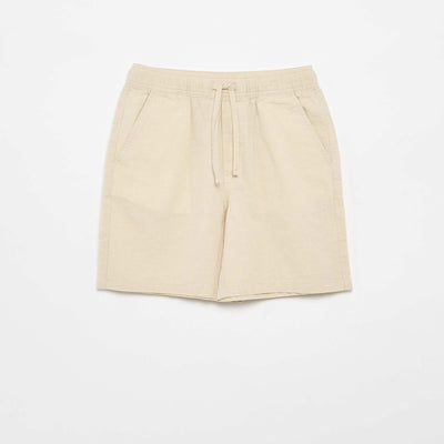Short rayé léger en lin mélangé BEIGE