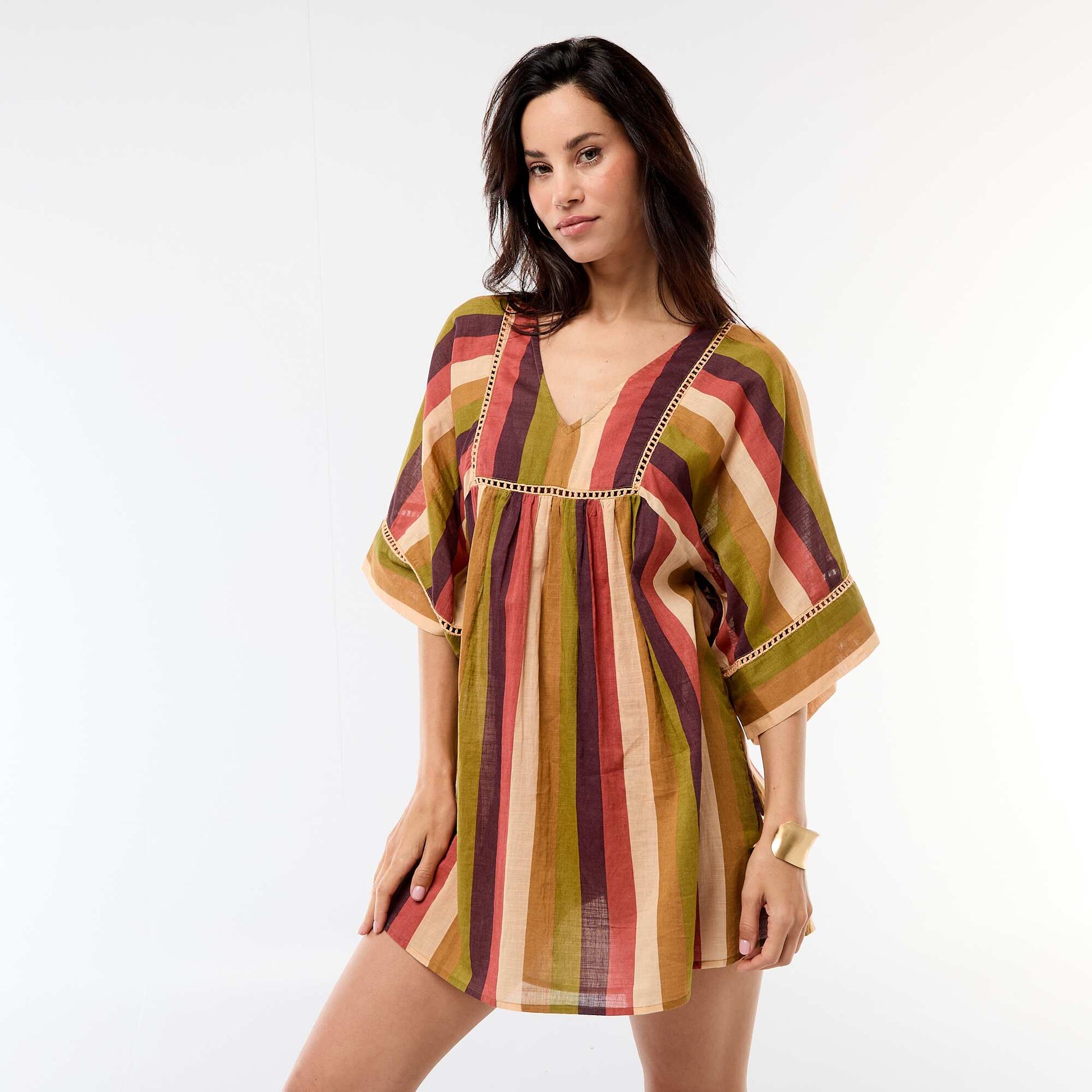 Robe de plage mi-longue MARRON