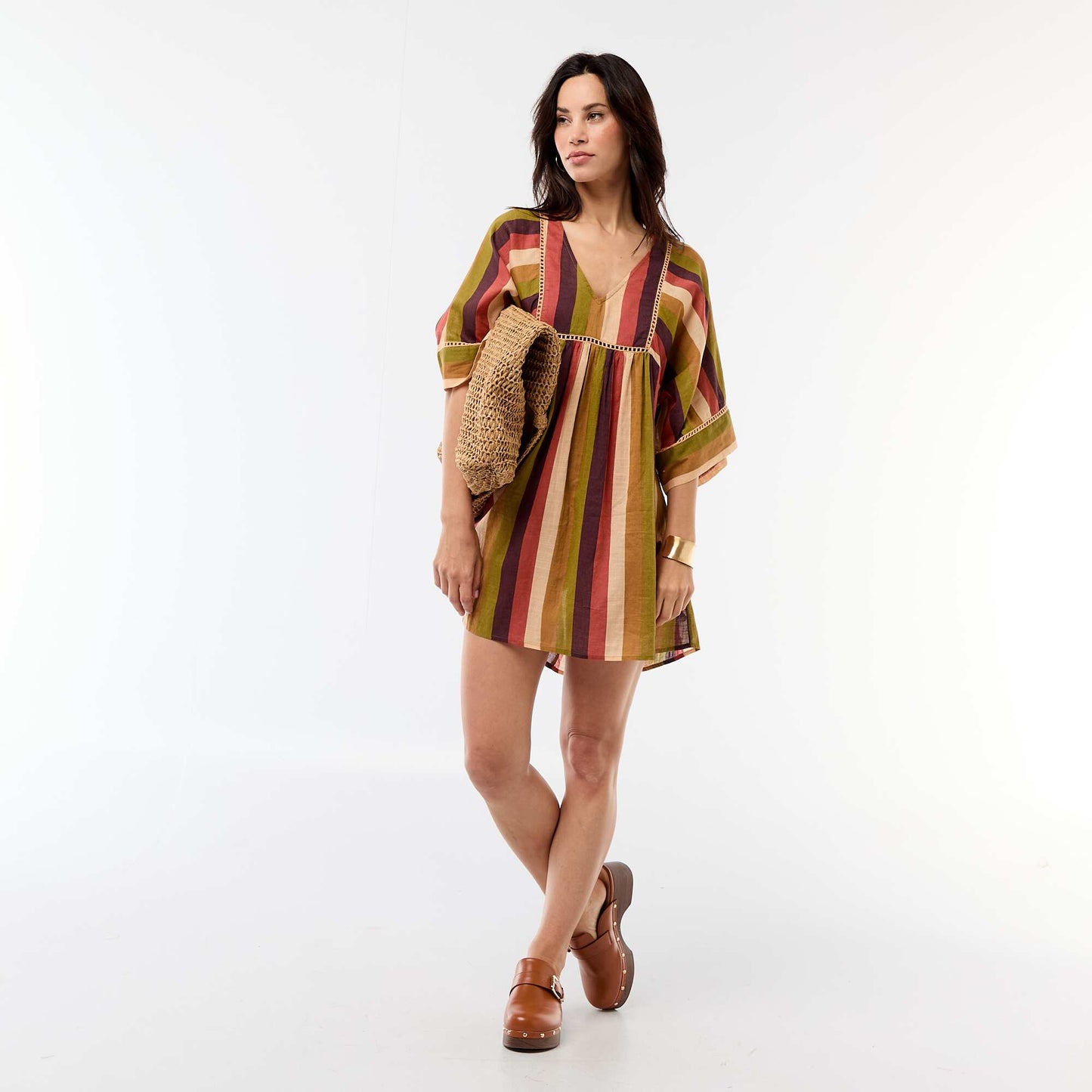Robe de plage mi-longue MARRON