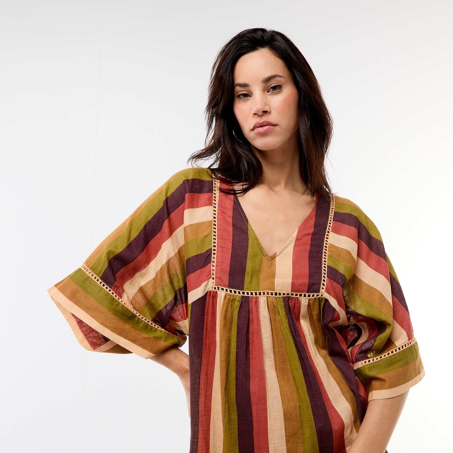 Robe de plage mi-longue MARRON