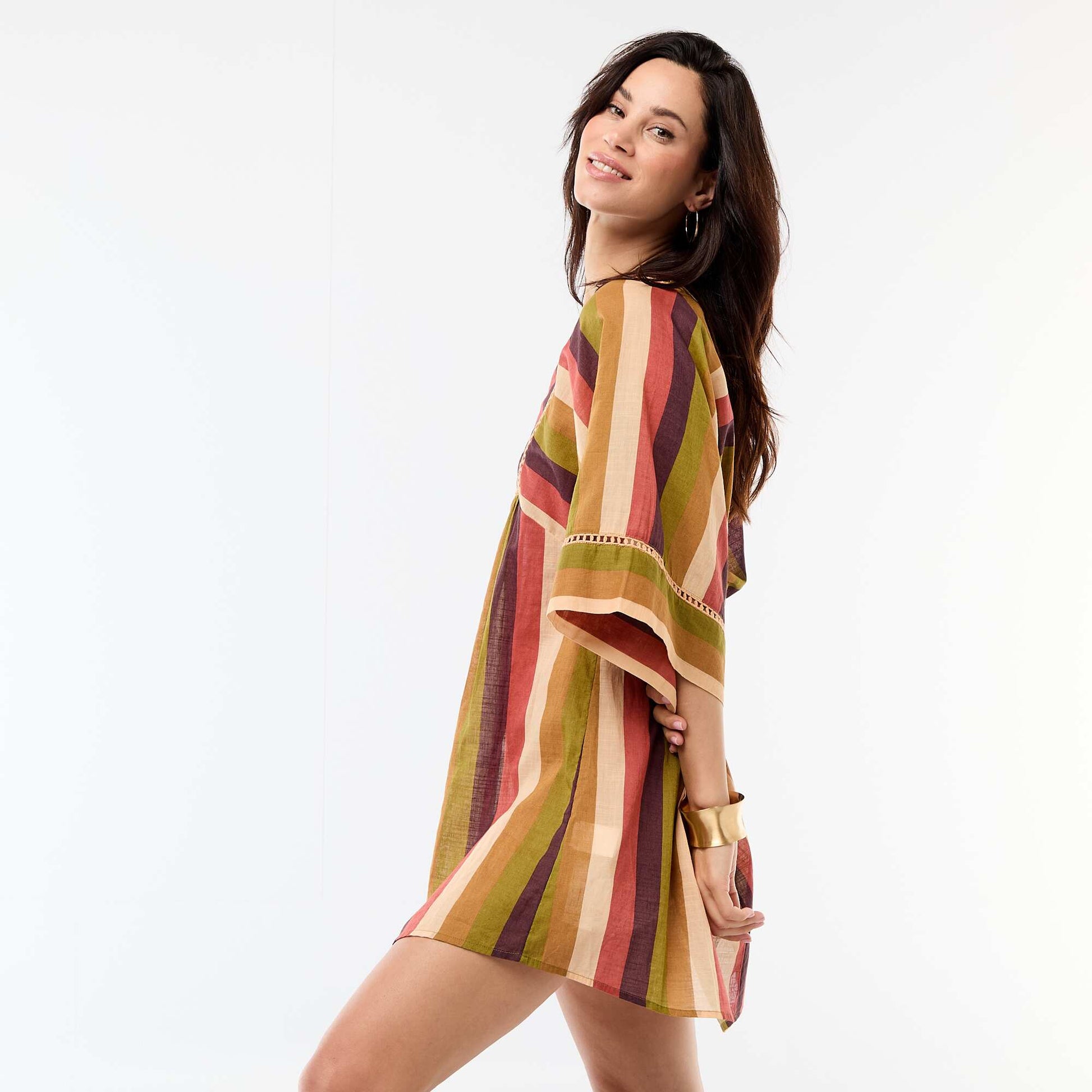 Robe de plage mi-longue MARRON