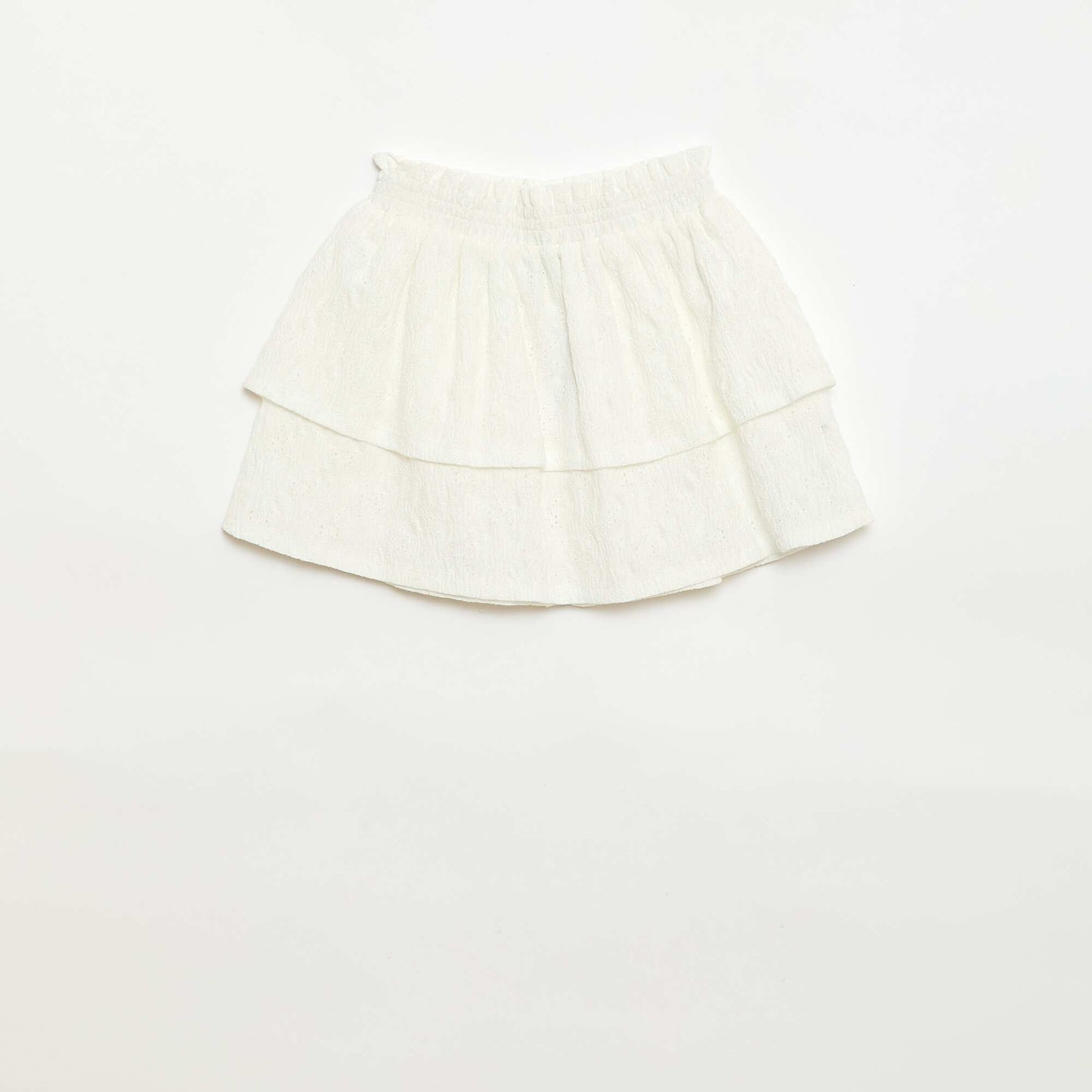 Jupe en broderies anglaises et volants BLANC