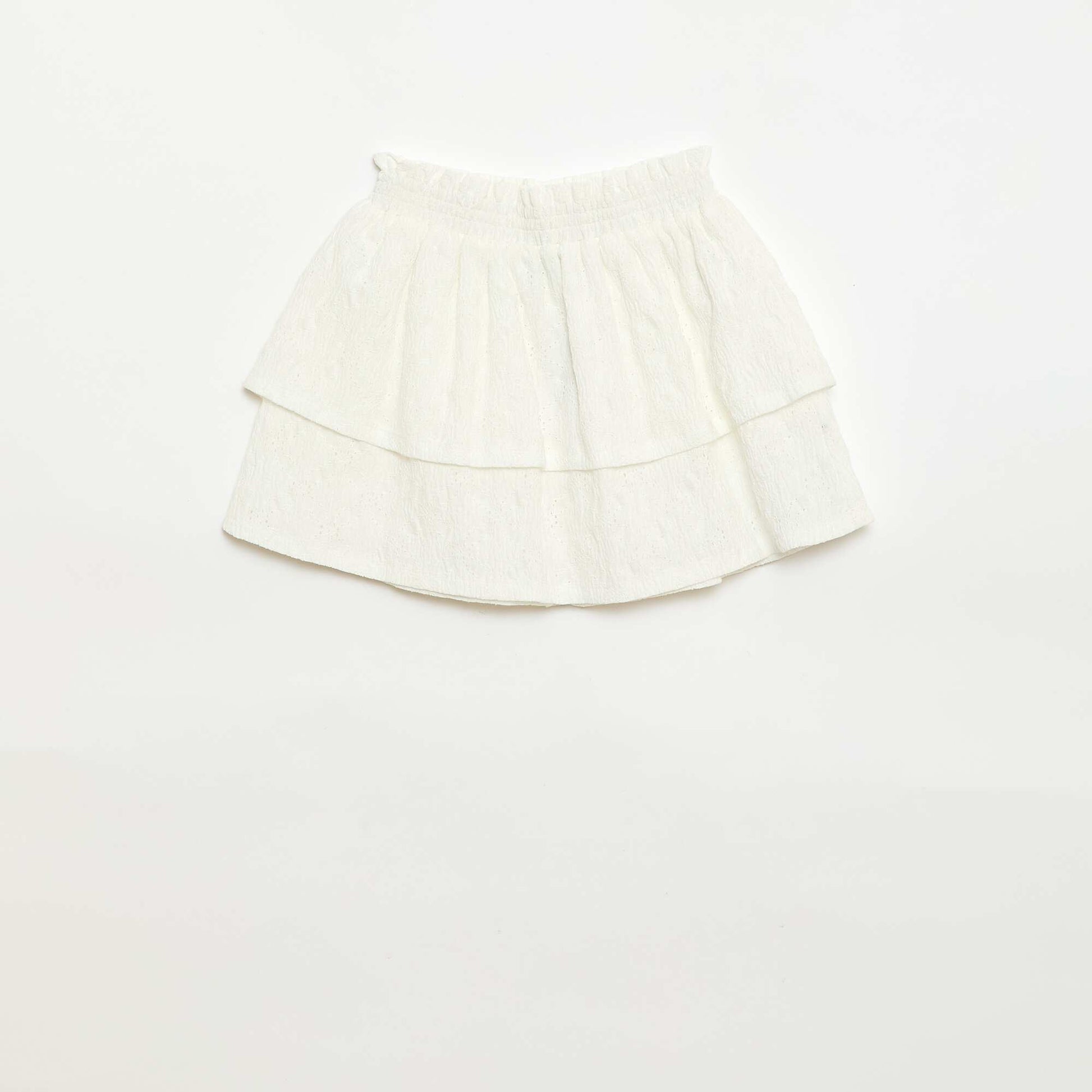 Jupe en broderies anglaises et volants BLANC