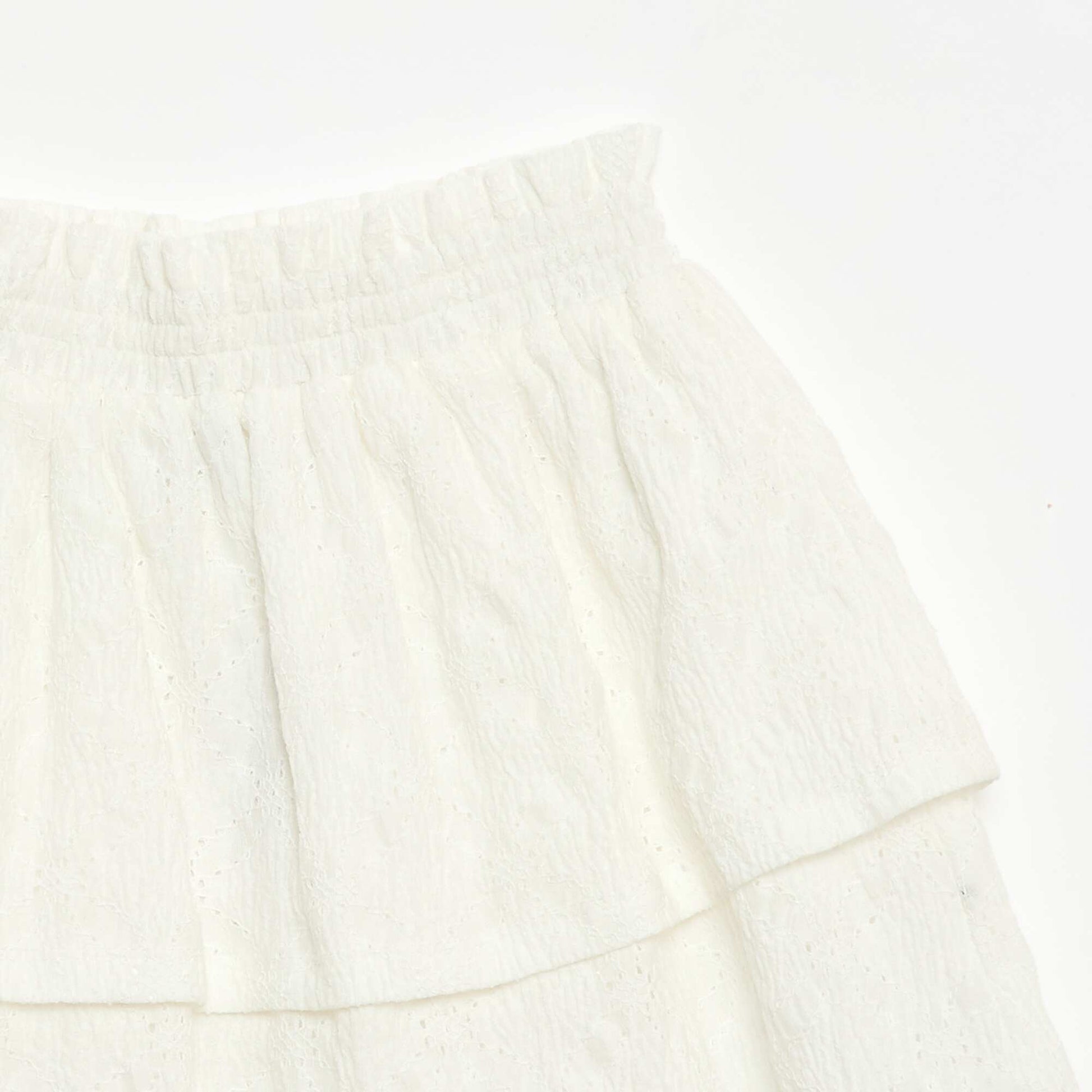 Jupe en broderies anglaises et volants BLANC