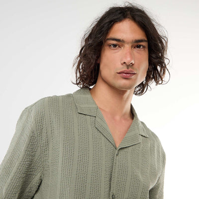 Chemise en maille gaufrée à manches courtes KAKI