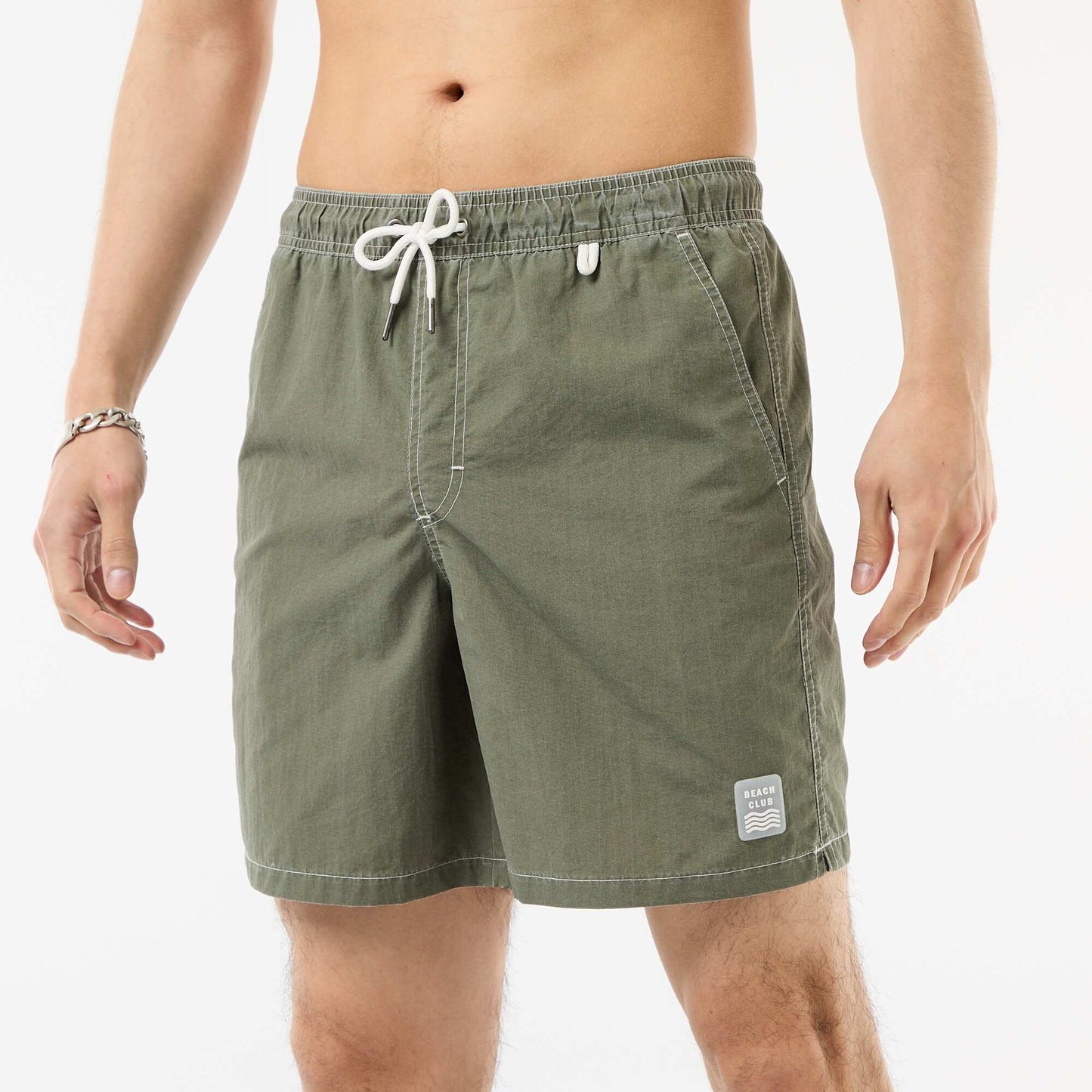 Short de bain uni avec poches VERT