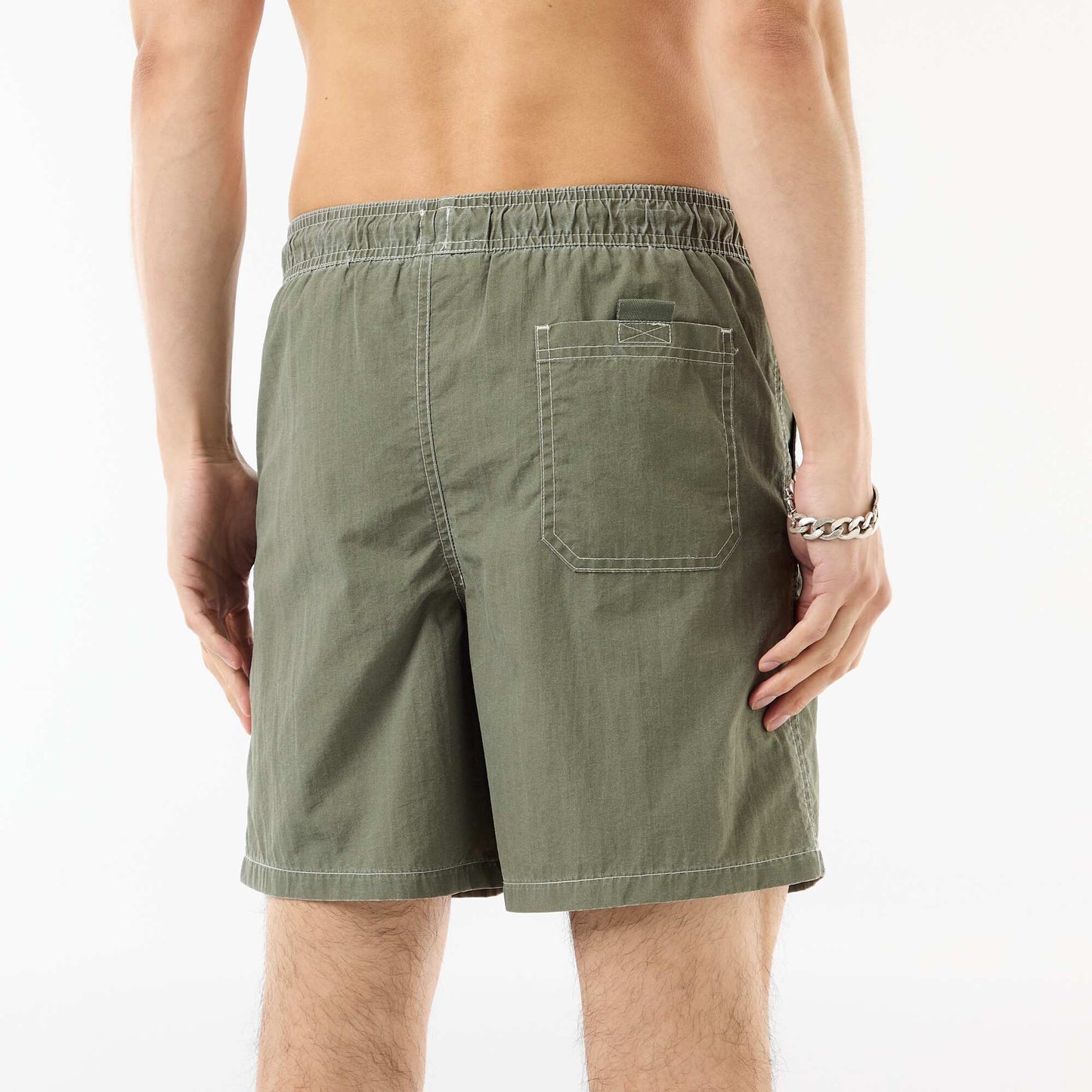 Short de bain uni avec poches VERT