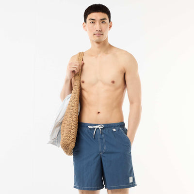 Short de bain uni avec poches BLEU