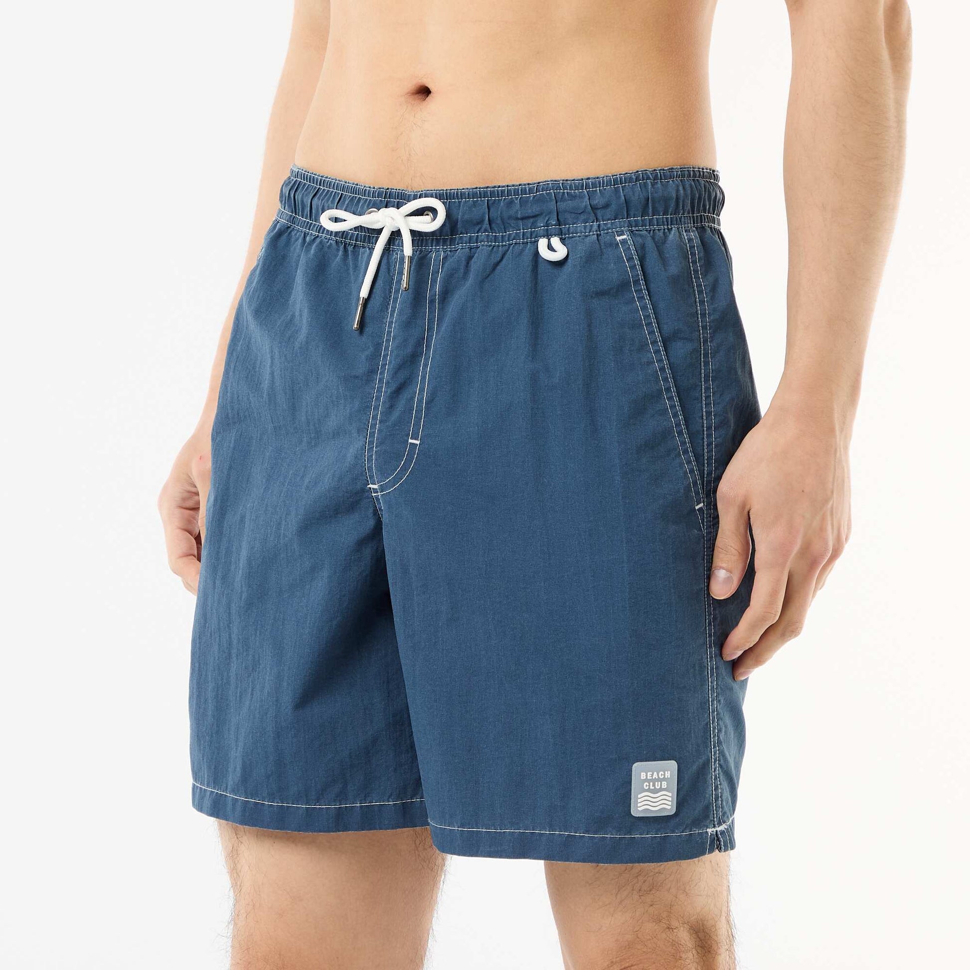 Short de bain uni avec poches BLEU