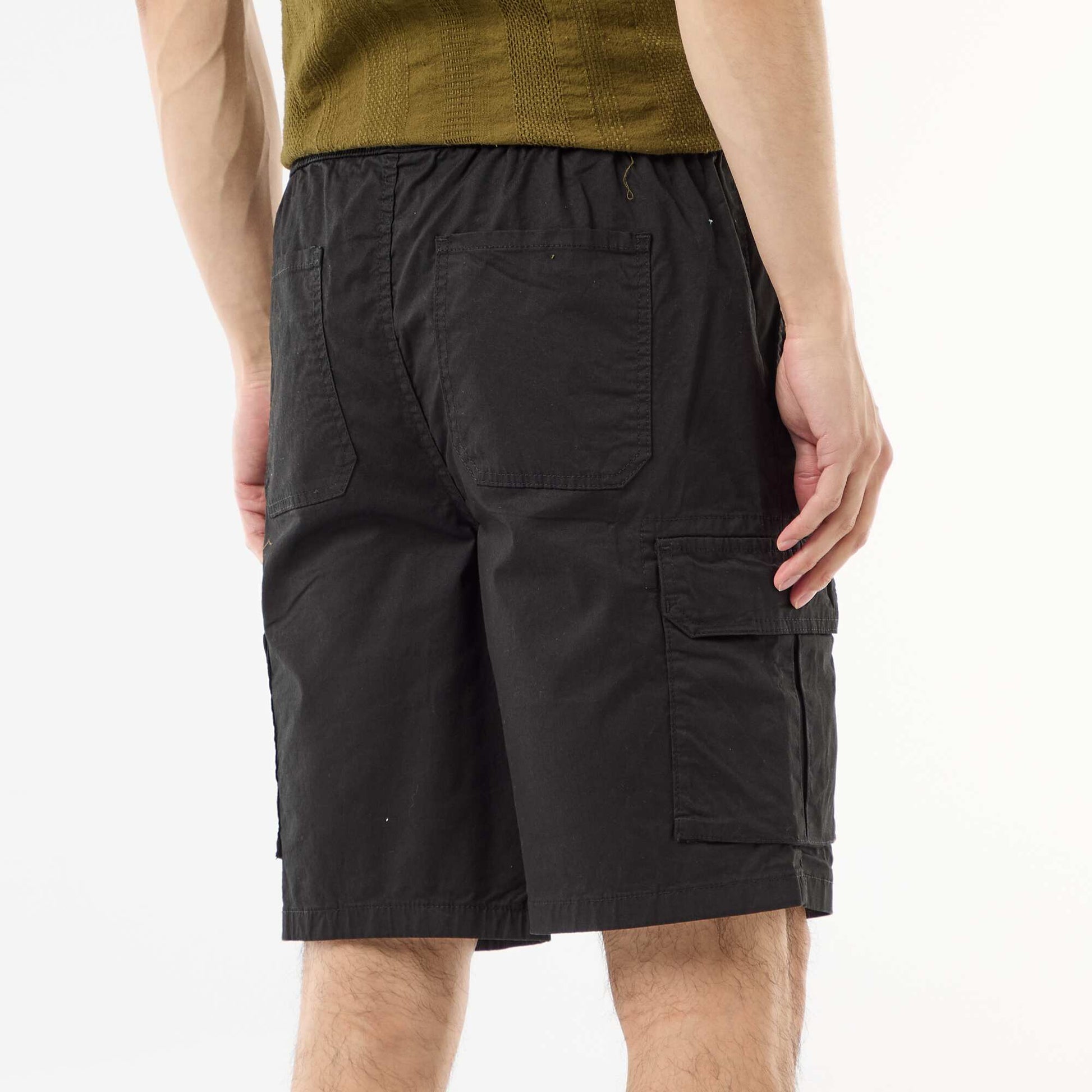 Bermuda chino en popeline avec poches à rabat NOIR