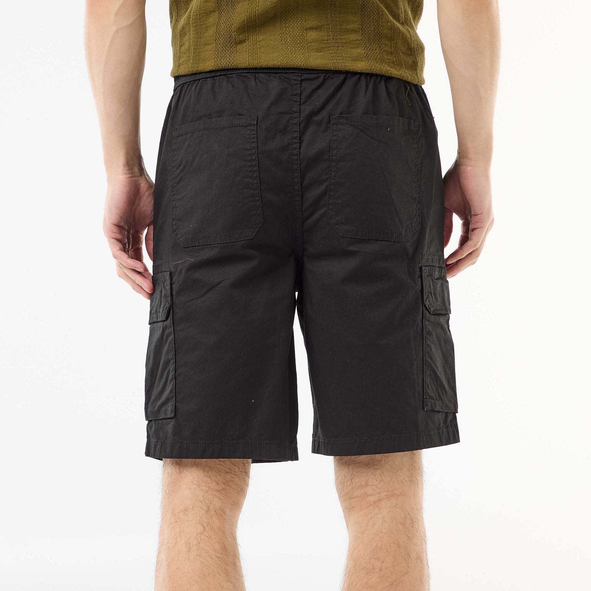 Bermuda chino en popeline avec poches à rabat NOIR