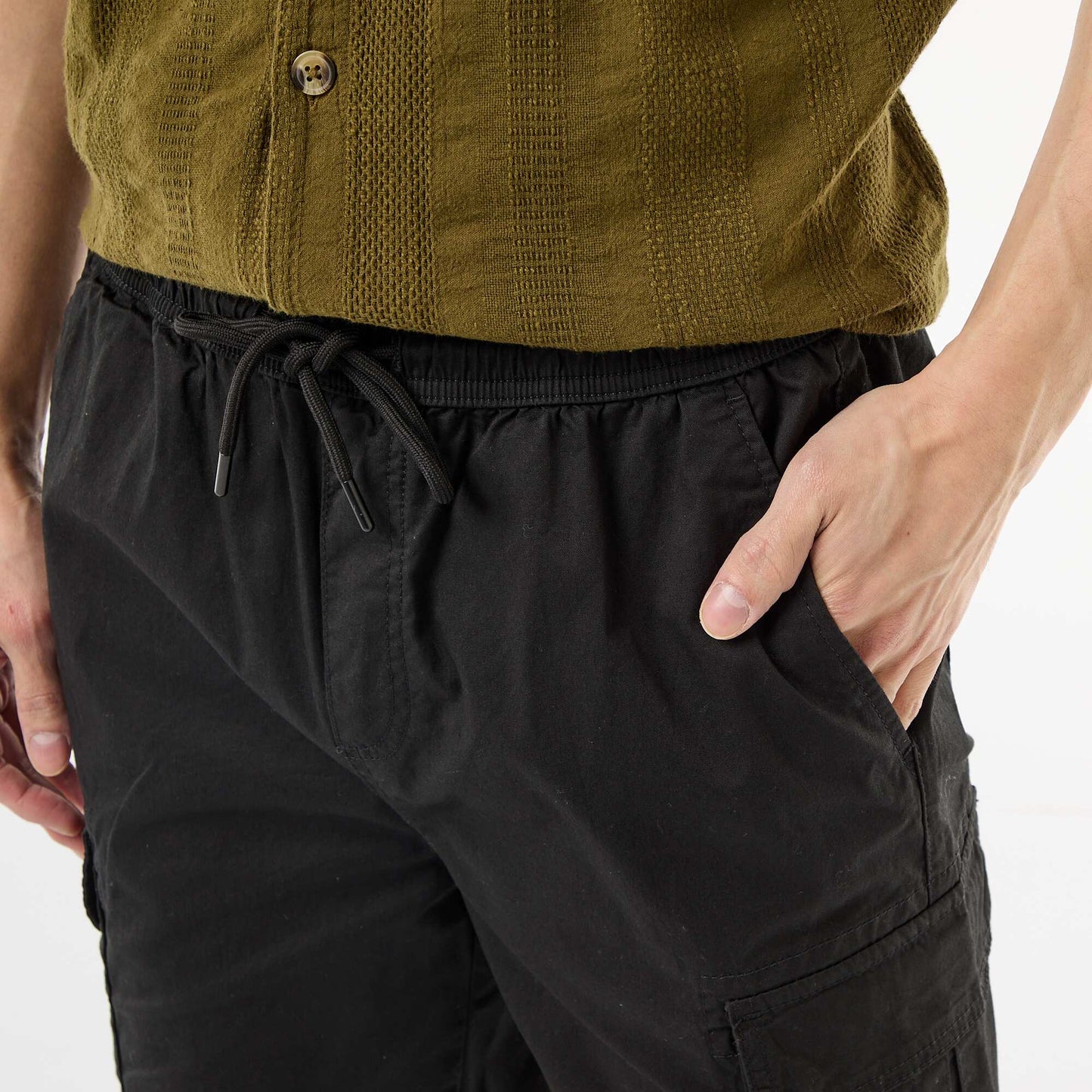 Bermuda chino en popeline avec poches à rabat NOIR