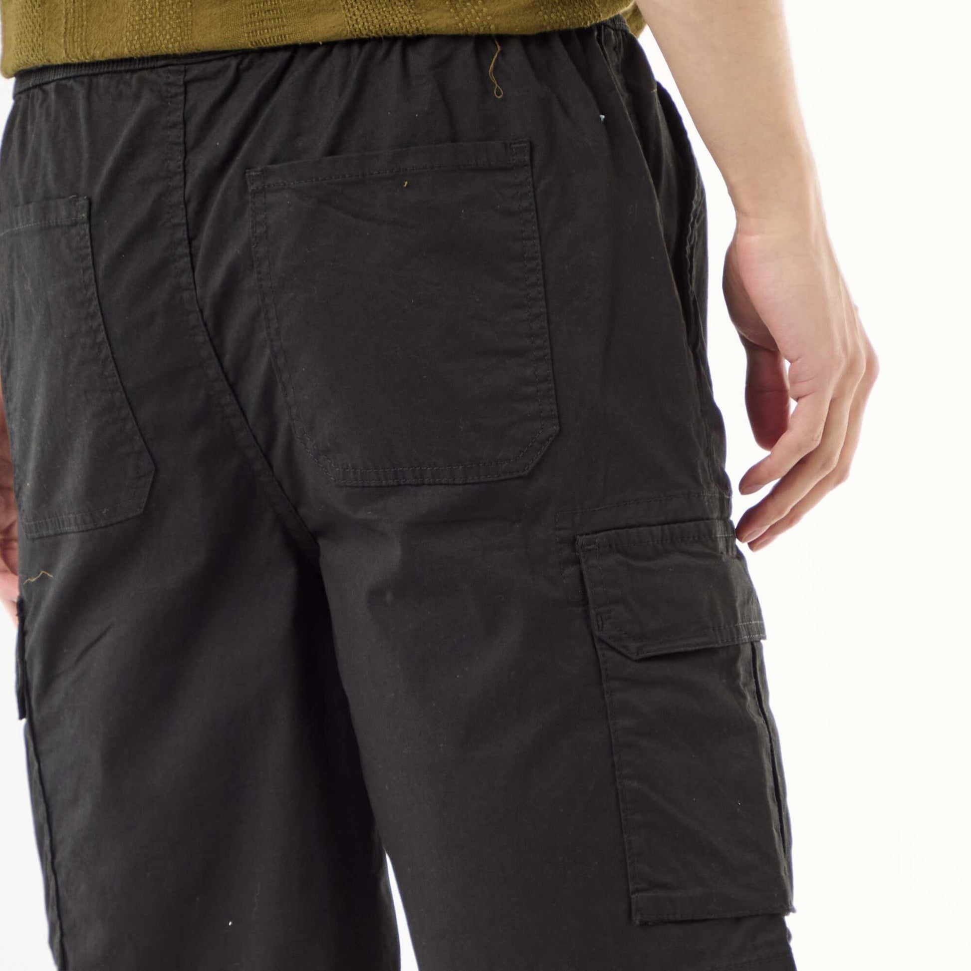 Bermuda chino en popeline avec poches à rabat NOIR