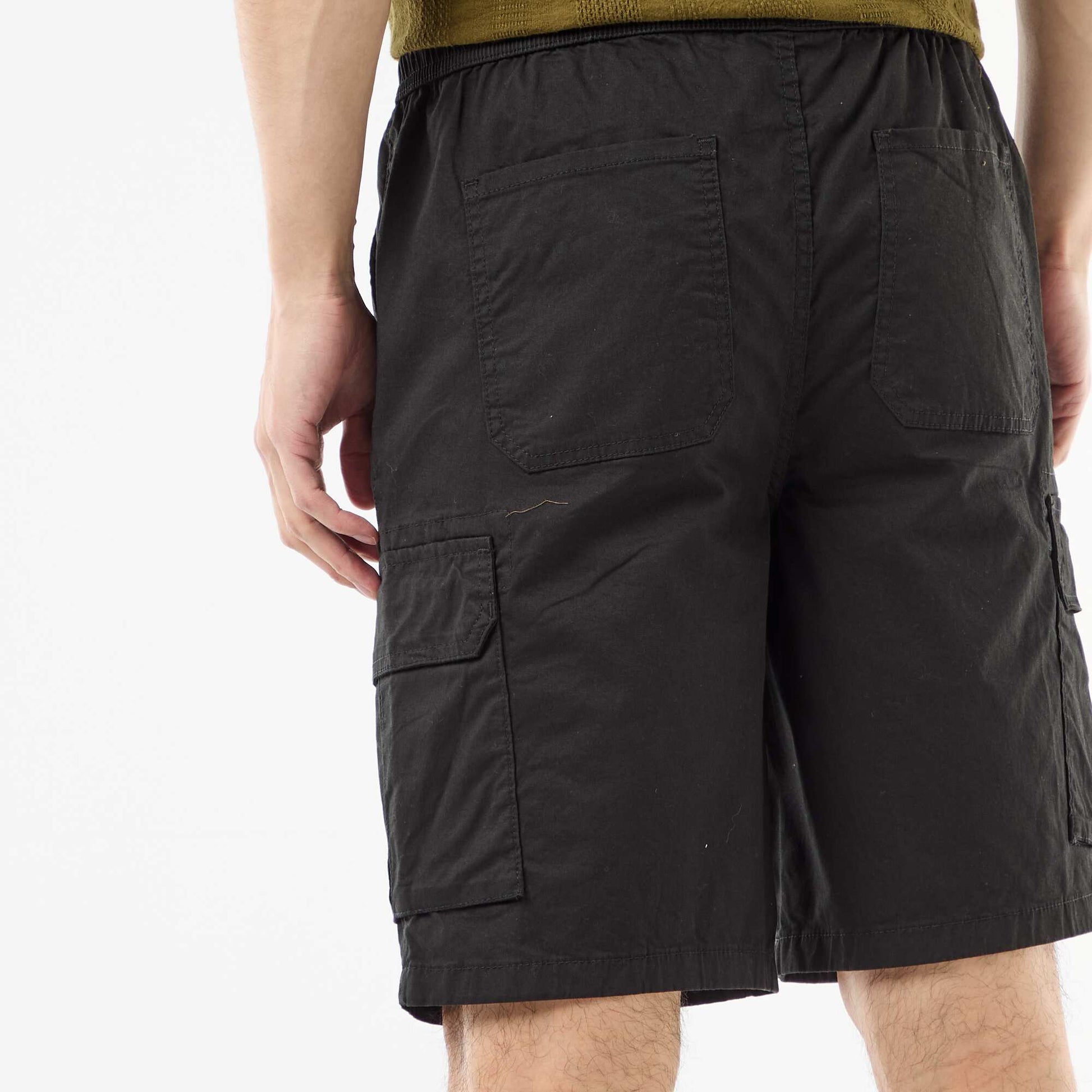 Bermuda chino en popeline avec poches à rabat NOIR