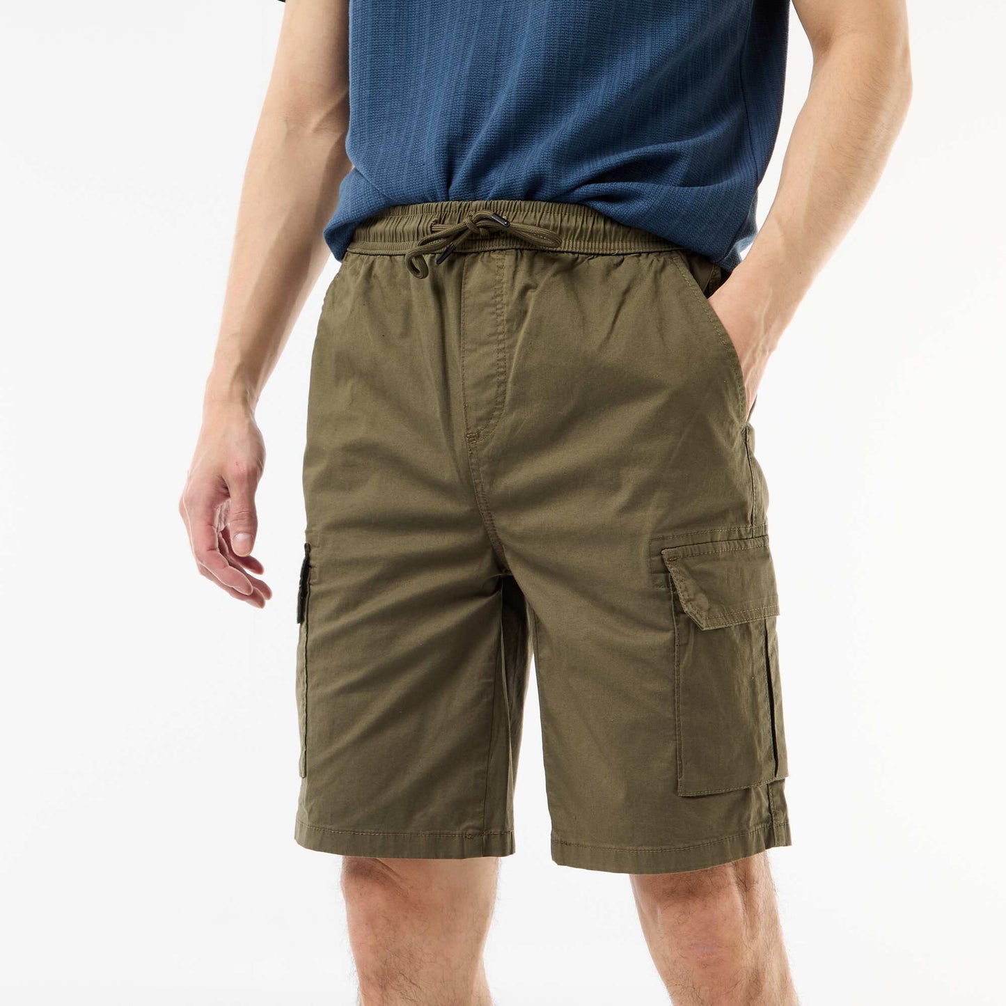 Bermuda chino en popeline avec poches à rabat KAKI