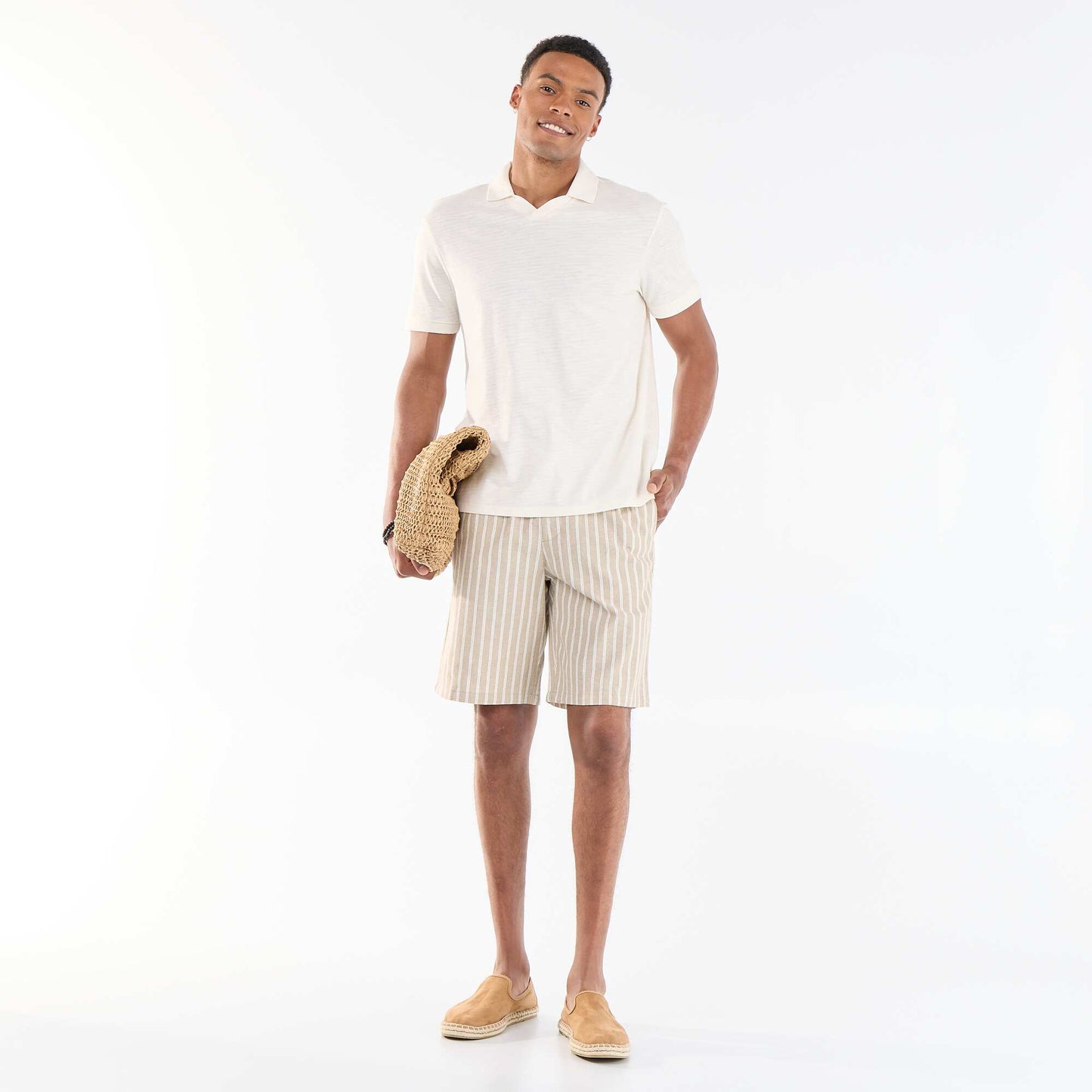 Bermuda en lin mélangé BEIGE