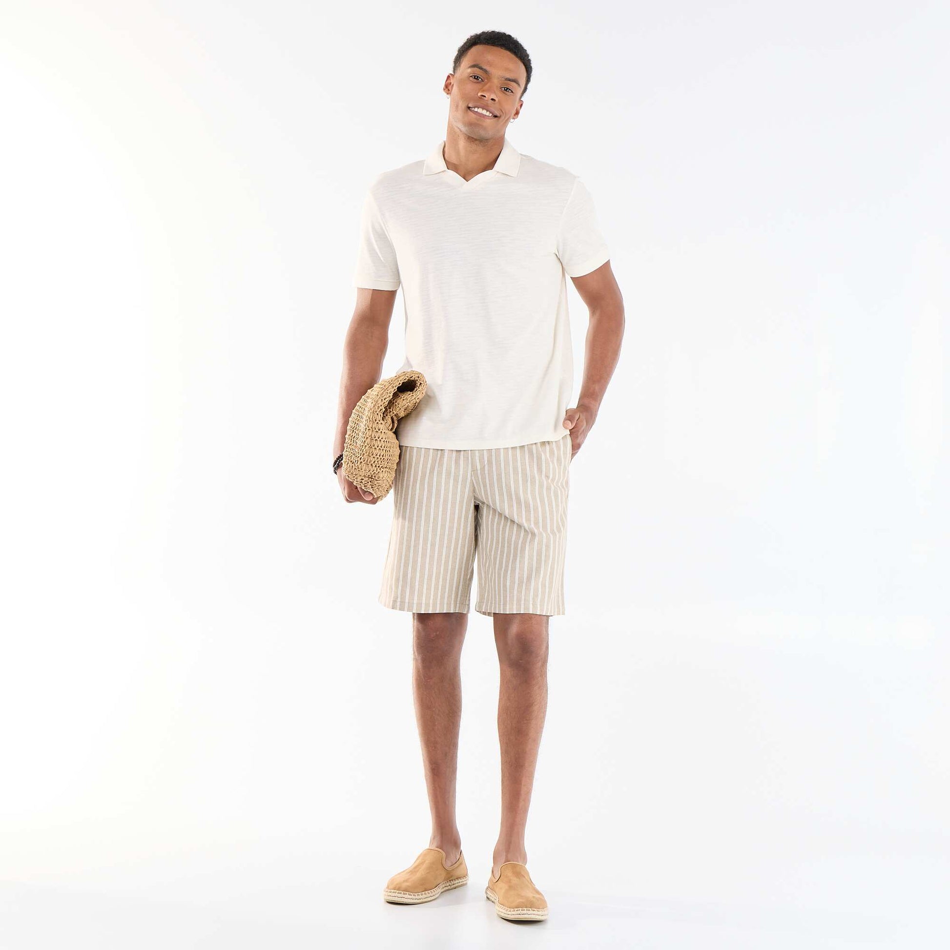 Bermuda en lin mélangé BEIGE