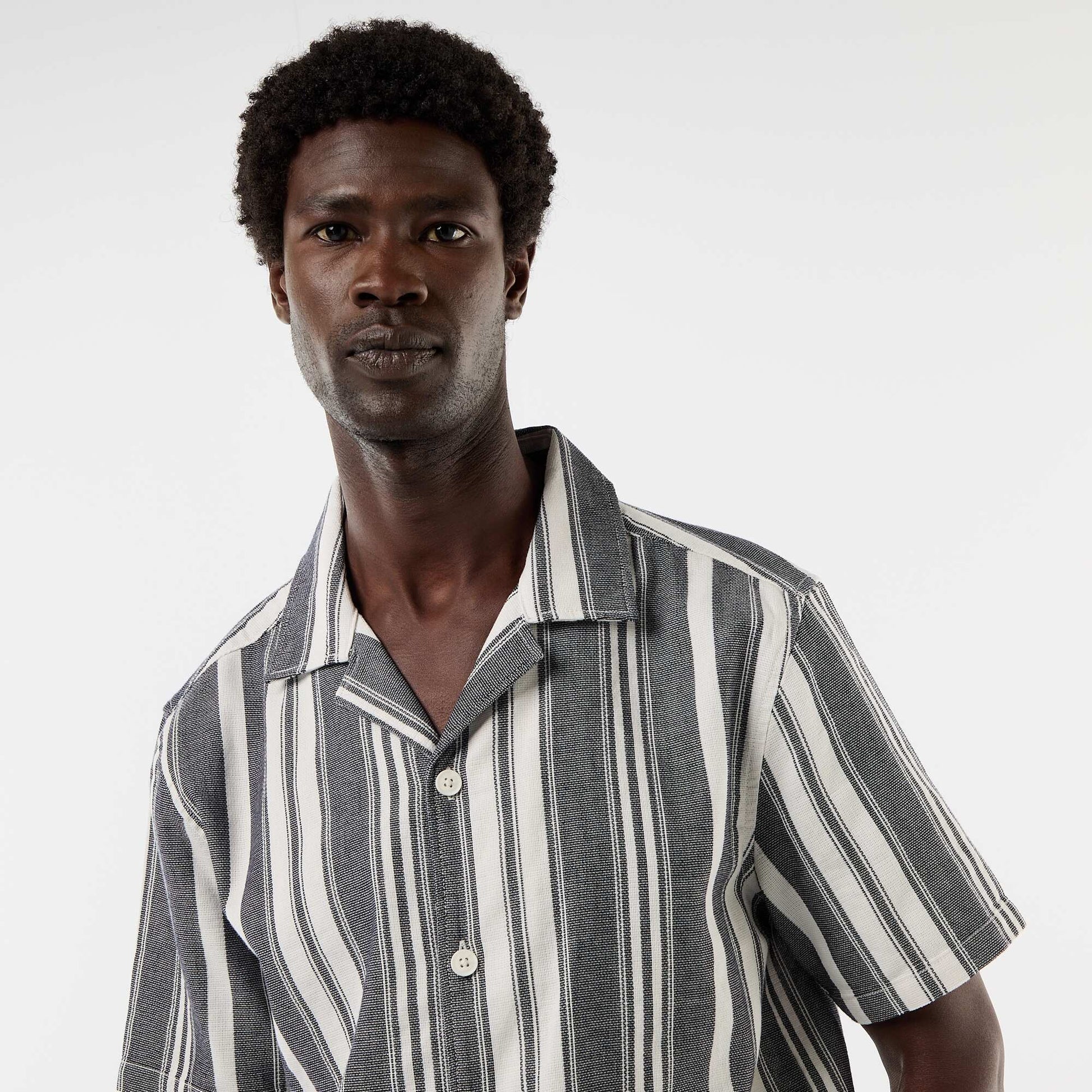 Chemise rayée à manches courtes NOIR