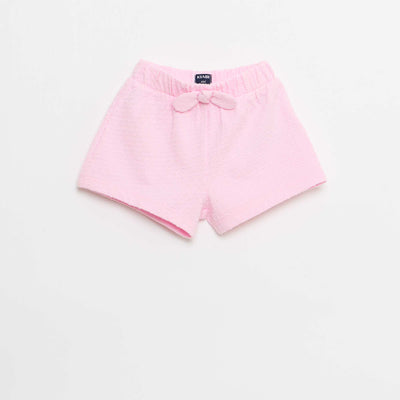 Short en maille jacquard uni avec nœud fantaisie ROSE