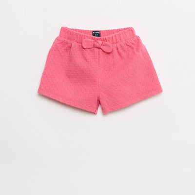 Short en maille jacquard uni avec nœud fantaisie ROSE