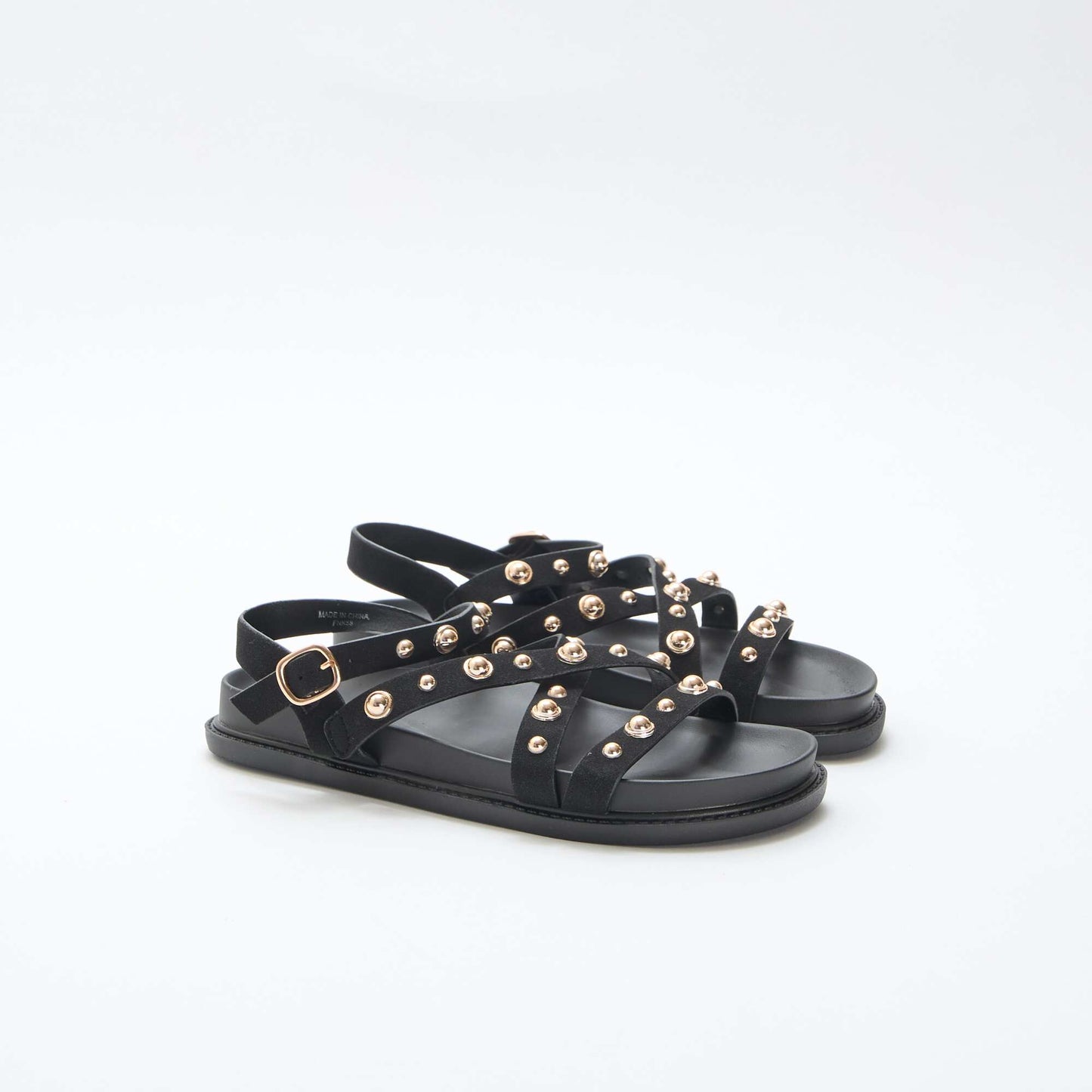 Paire de sandales à plateforme avec brides clous NOIR