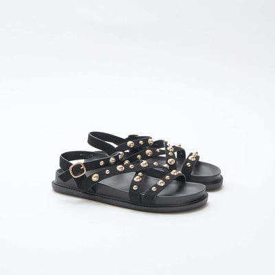 Paire de sandales à plateforme avec brides clous NOIR