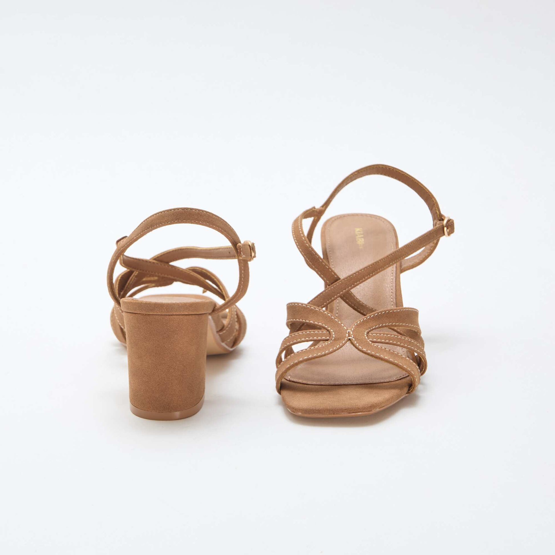 Sandales à talon et brides croisées MARRON
