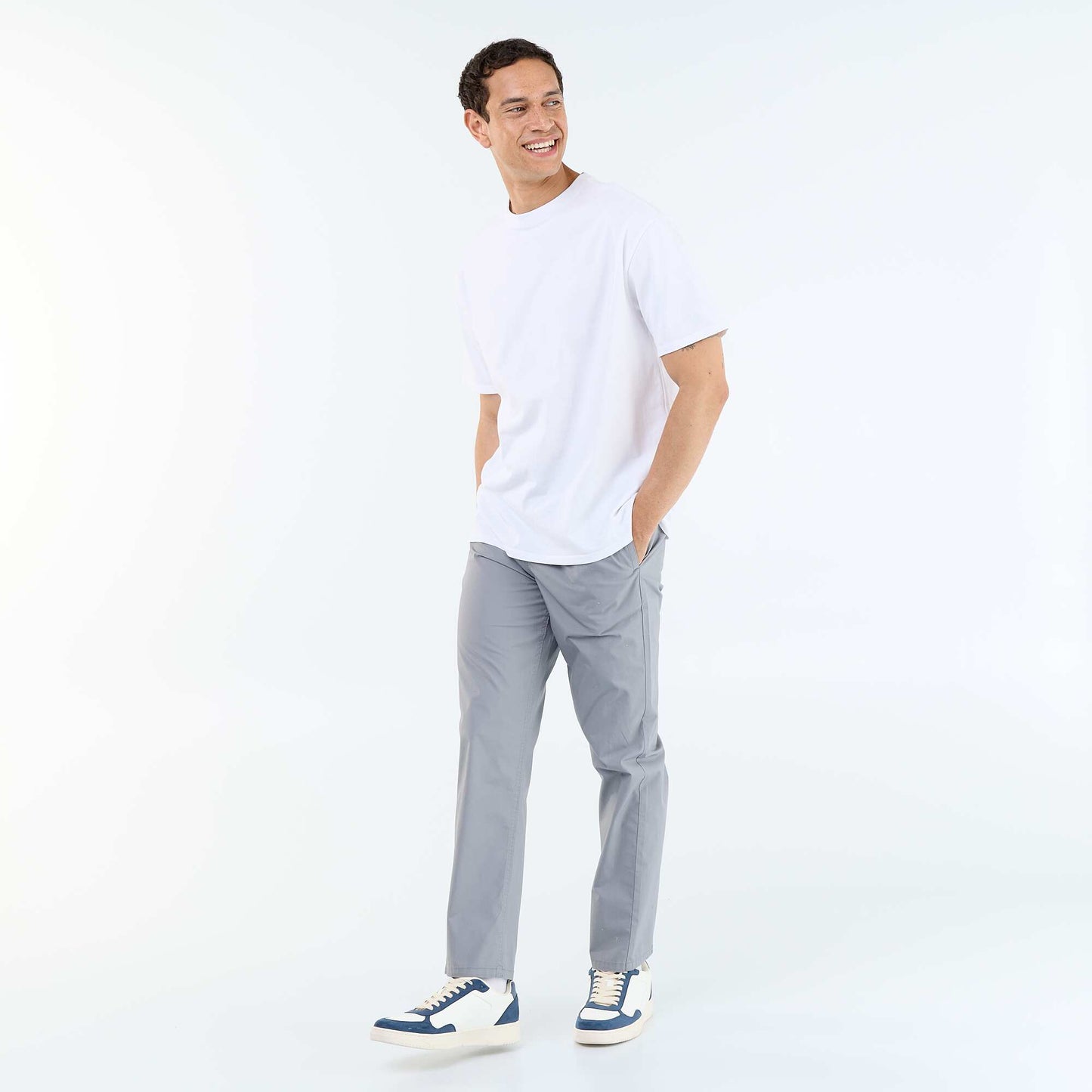 Pantalon de ville en popeline GRIS