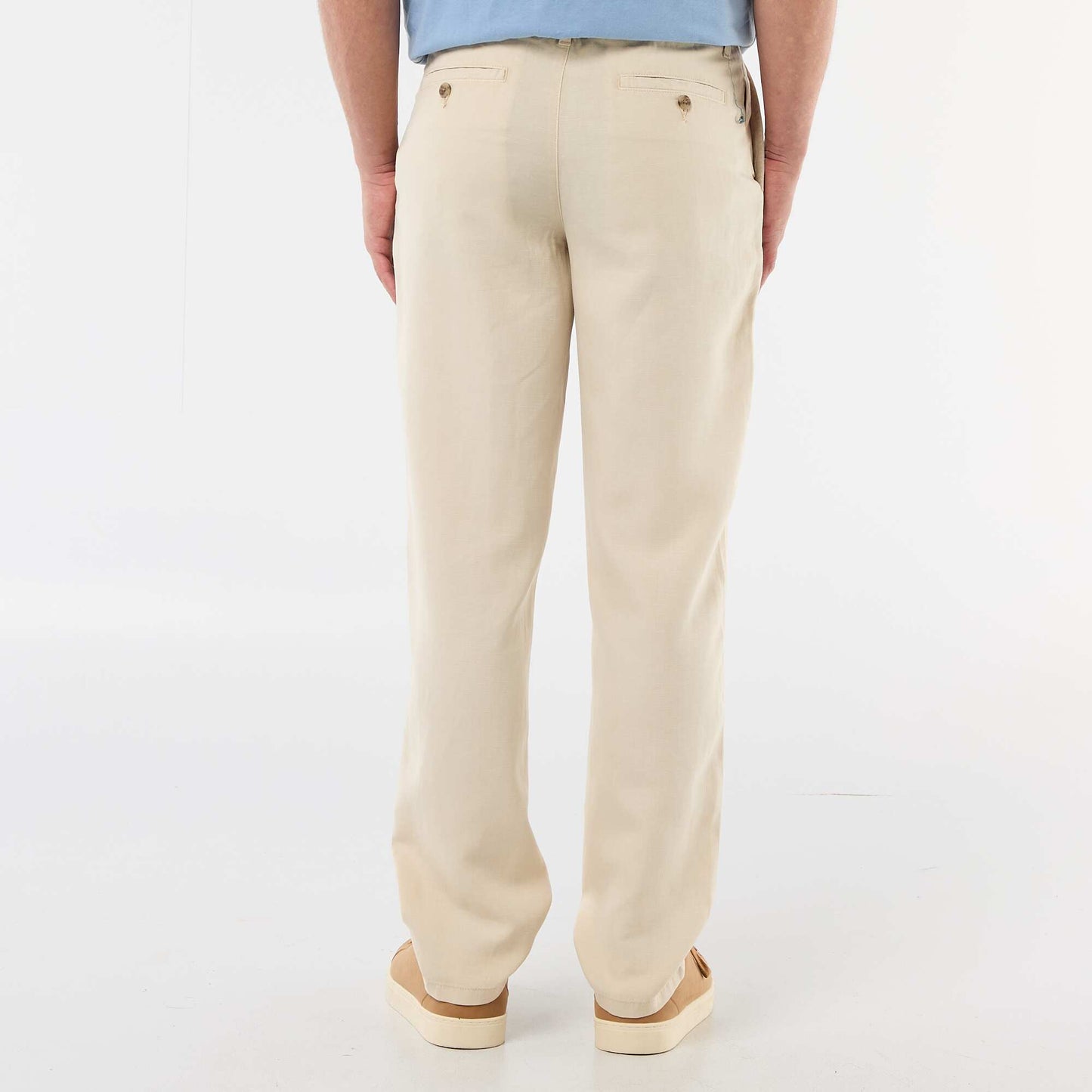 Pantalon uni en matière légère et douce BEIGE