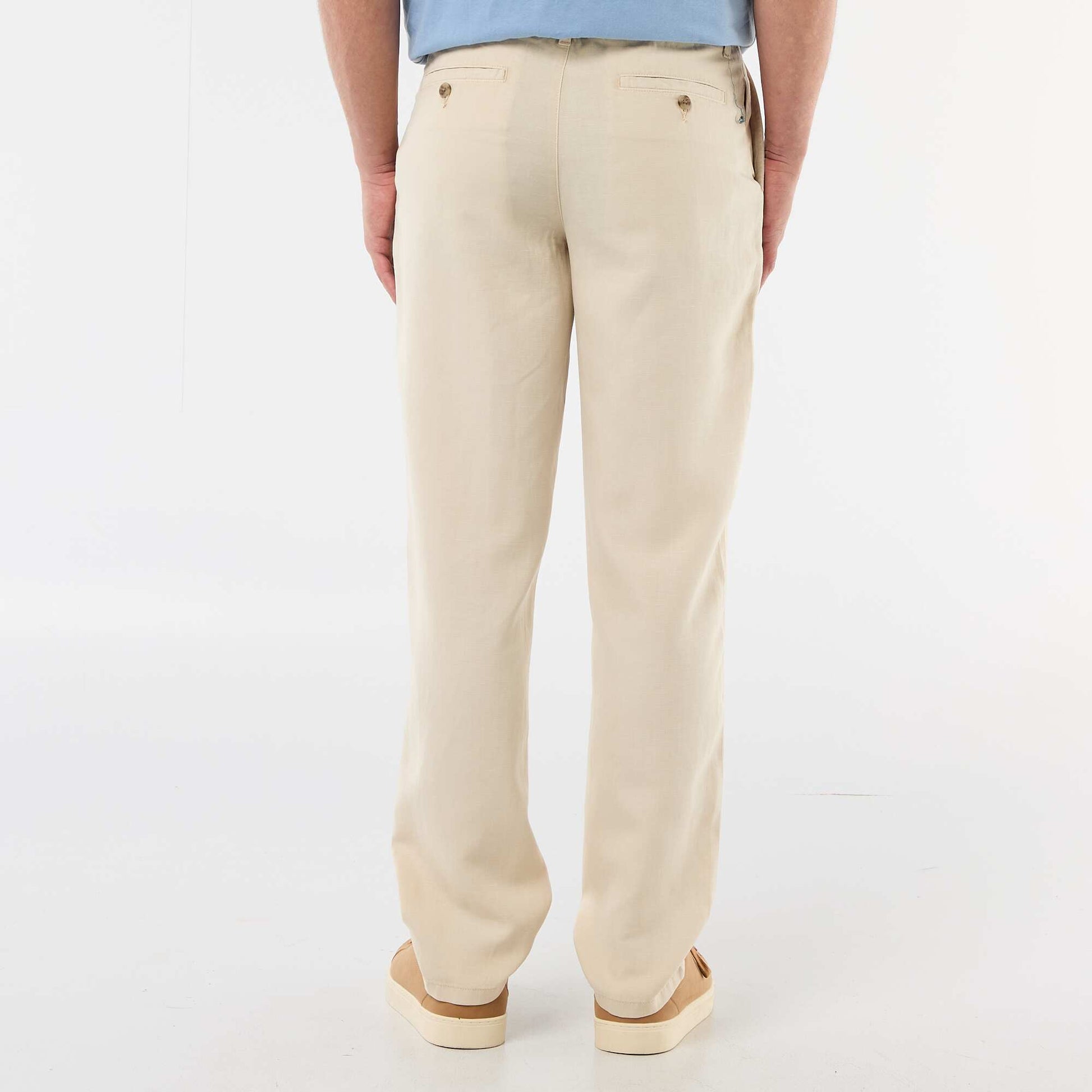 Pantalon uni en matière légère et douce BEIGE