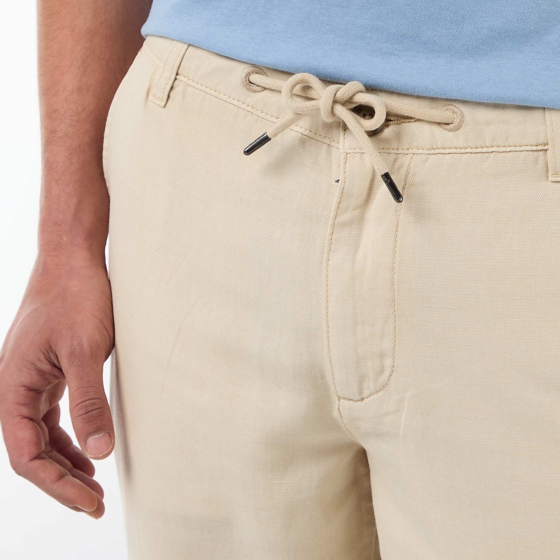 Pantalon uni en matière légère et douce BEIGE